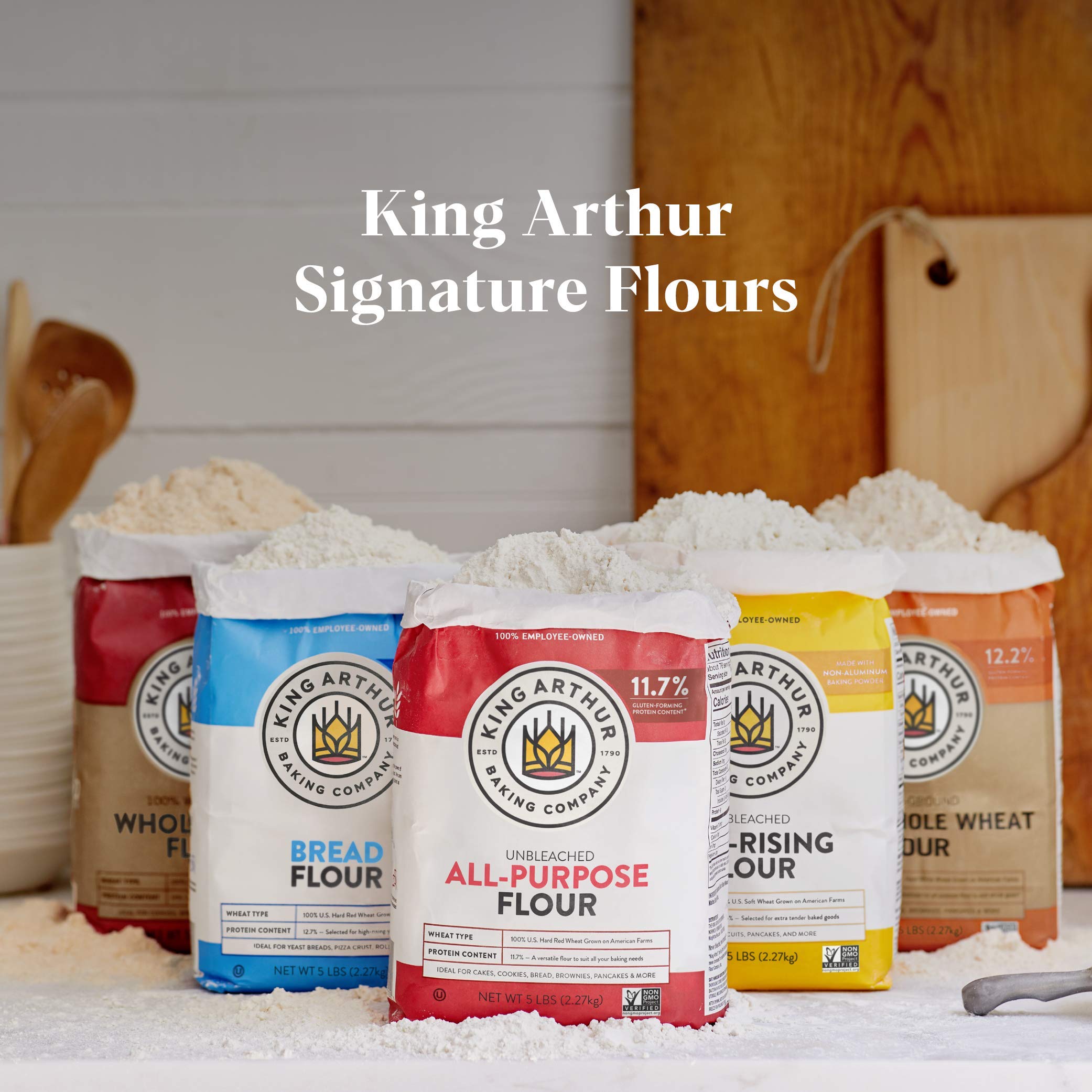 King Arthur Baking Unbleached All-Purpose Flour - Premium 5 lbs Non-GMO, Kosher Certified Flour for Bread, Cakes & Pastries - 11.7% Protein, No Preservatives - Perfect for Home Bakers & Professional Chefs