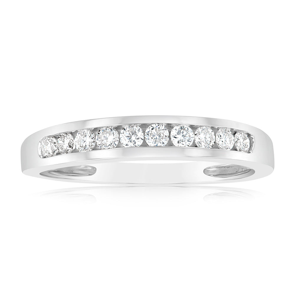 9ct White Gold 1/4 Carat Diamond Eternity Ring with 10 Brilliant Cut Diamonds - Elegant Wedding Band for Women, Perfect for Anniversary, Engagement & Special Occasions