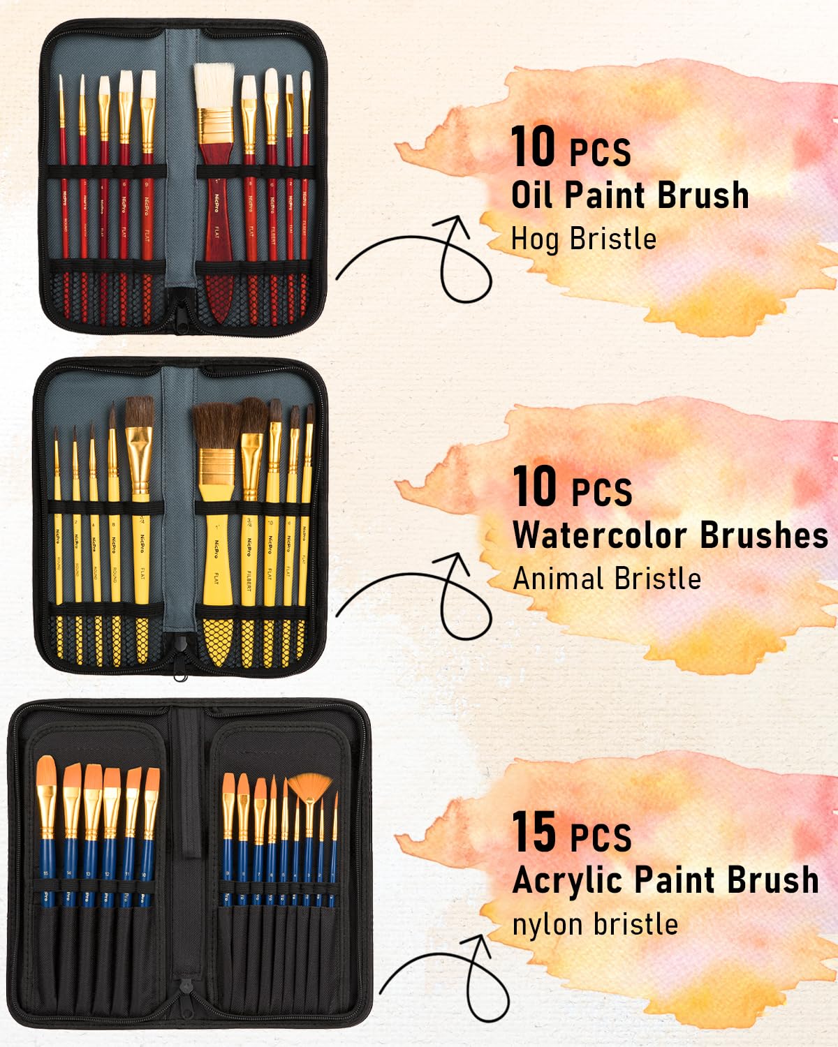 Nicpro 158PCS Deluxe Art Painting Kit with Metal & Solid Beech Wood Easel - Acrylic, Oil & Watercolor Paint Set, Brushes, Canvas, Palette, Paper Pad - Professional Artist Supplies for Adults | Perfect for Studio, Home & Outdoor Painting Projects