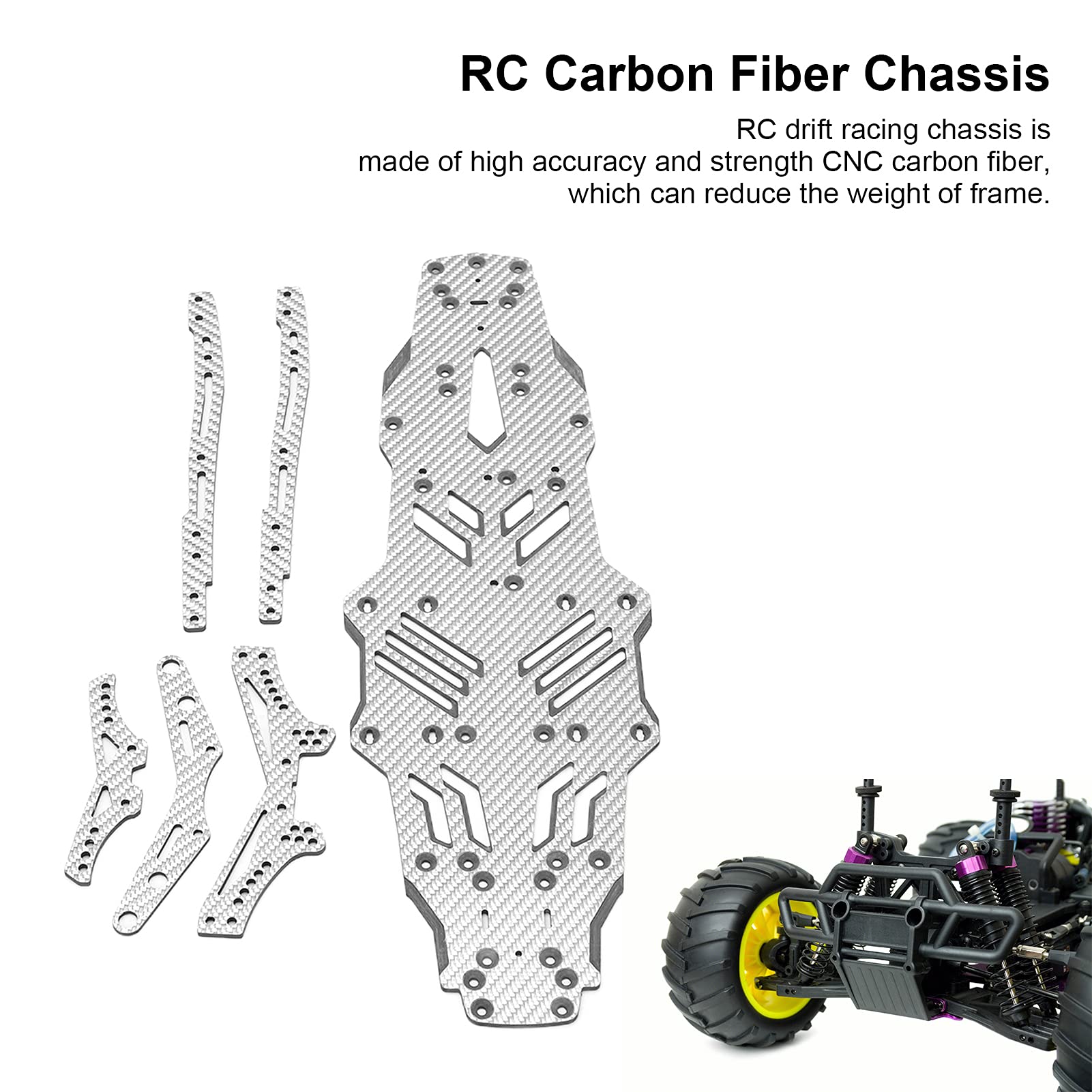 Carbon Fiber RC Drift Racing Chassis for MST RMX2.0S 1:10 Scale Remote Control Car - Lightweight Upgrade Accessory for Competitive Drifting and High-Speed Racing Performance