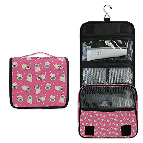 JUMBEAR Pink Puppy Makeup Bag - Travel Toiletry Organizer for Women & Girls - Perfect for Bathroom & Shower Essentials