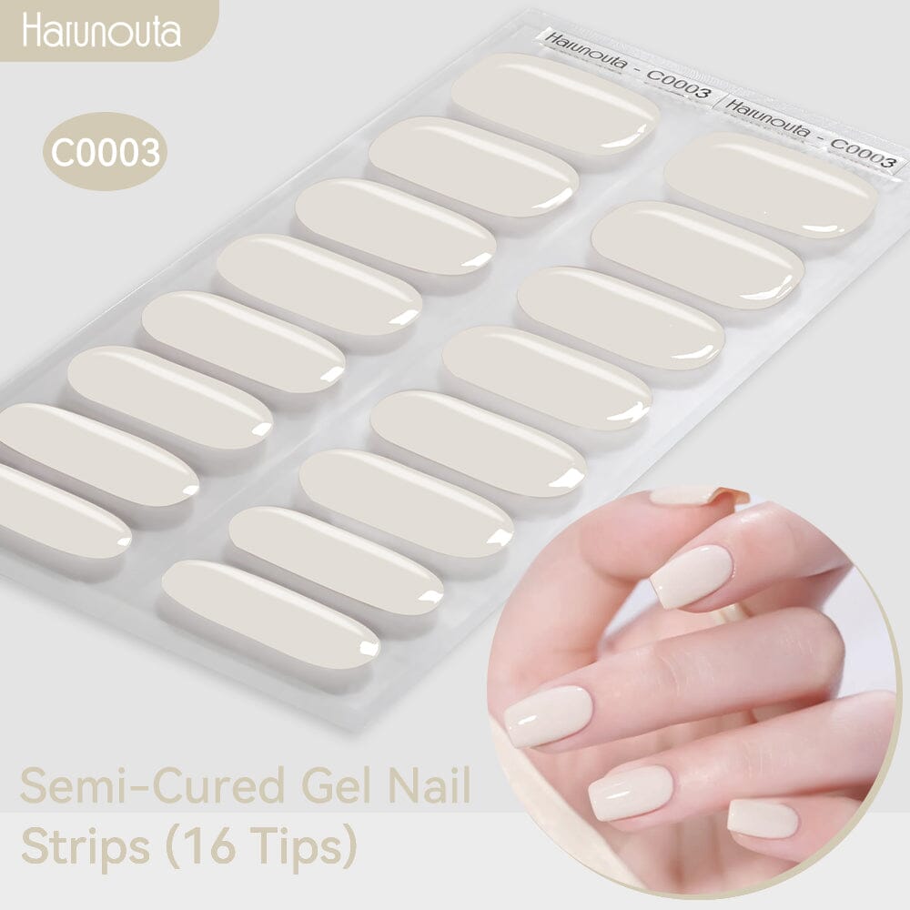 16 Tips Semi Cured Gel Nail Strips - Long Lasting DIY Nail Art Kit for Home Manicure | Perfect for Parties, Weddings & Special Occasions