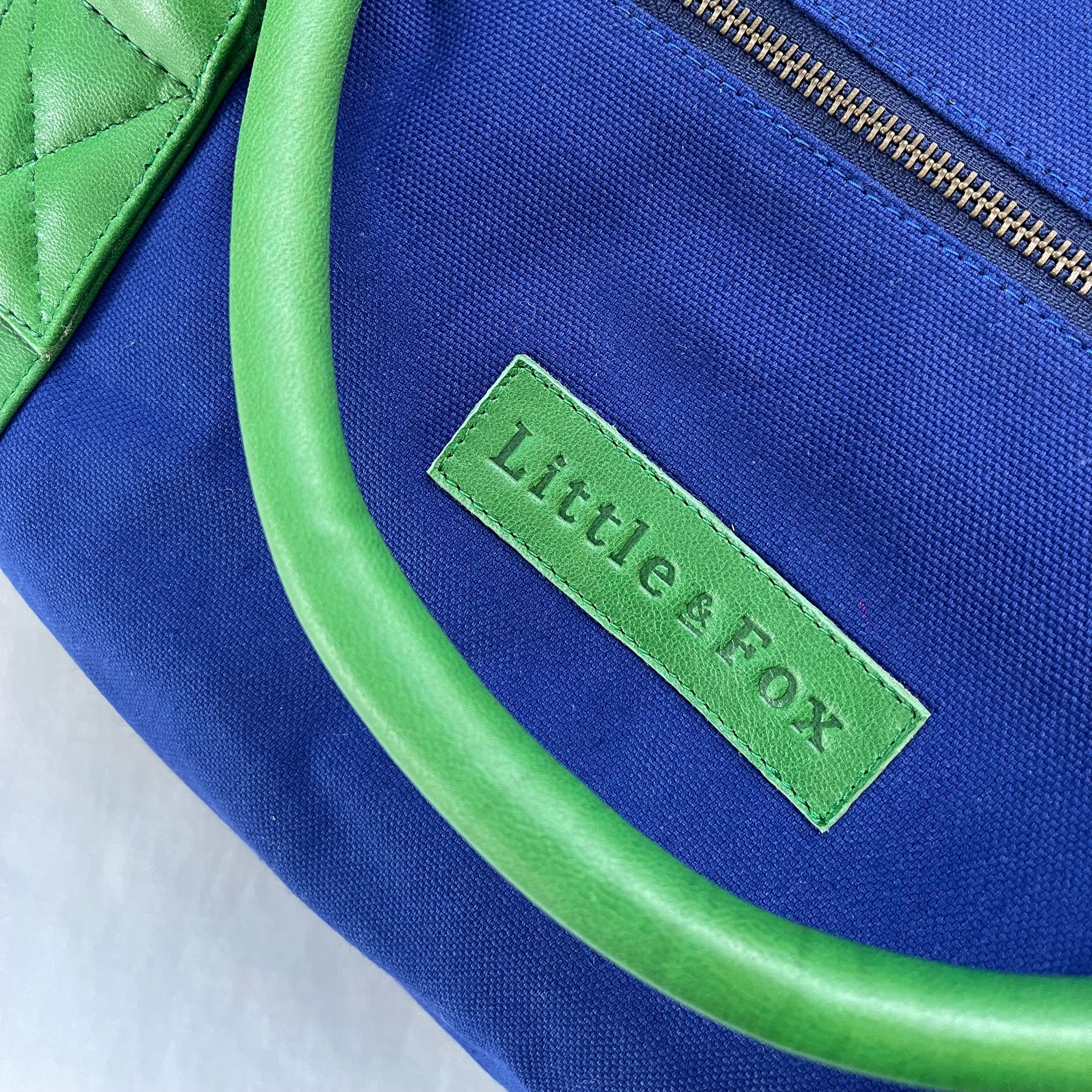 The Little & Fox Weekender Bag - Royal Blue with Emerald Green Accents - Perfect for Travel, Gym, or Weekend Getaways