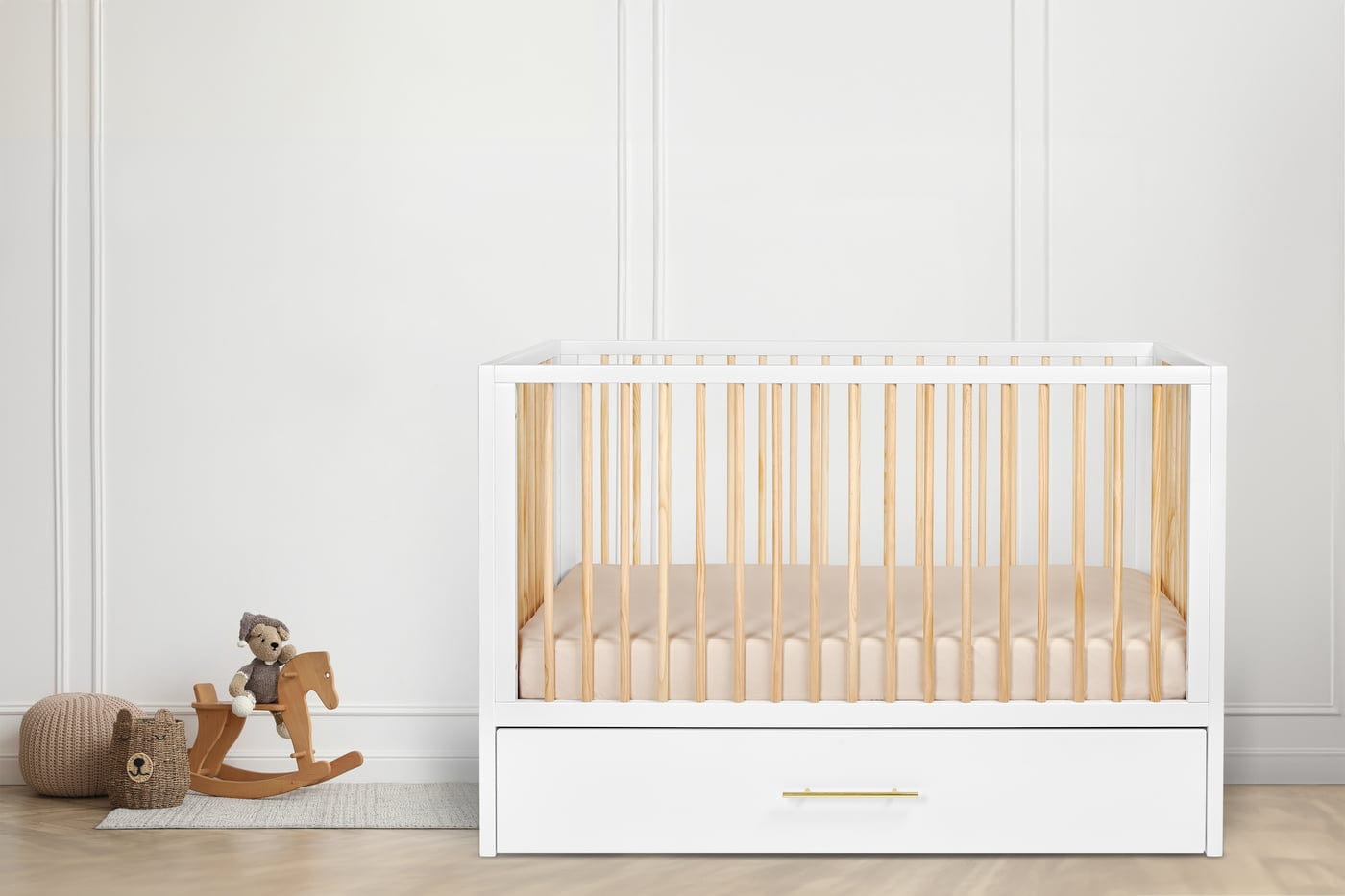 Hush Crib with Trundle - Custom Vinyl Mattress Included | Perfect for Nursery, Guest Room & Small Spaces | Safe & Comfortable Baby Bed