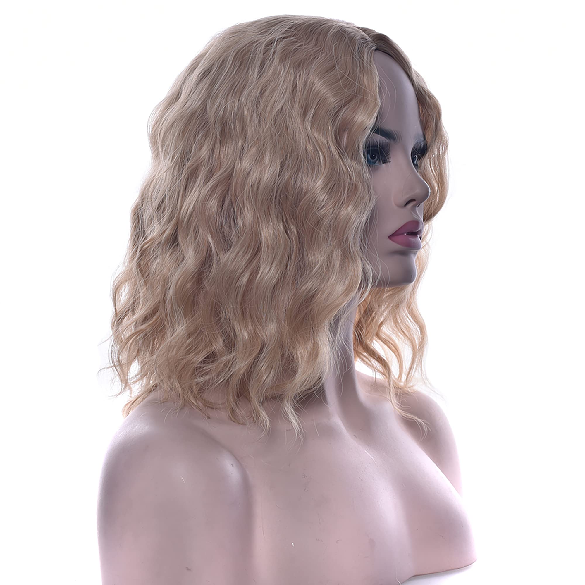 IMISSU Short Afro Curly Synthetic Wig for Women - Natural Looking Cosplay Wig in Dirty Blonde | Perfect for Halloween Costumes, Parties & Everyday Wear