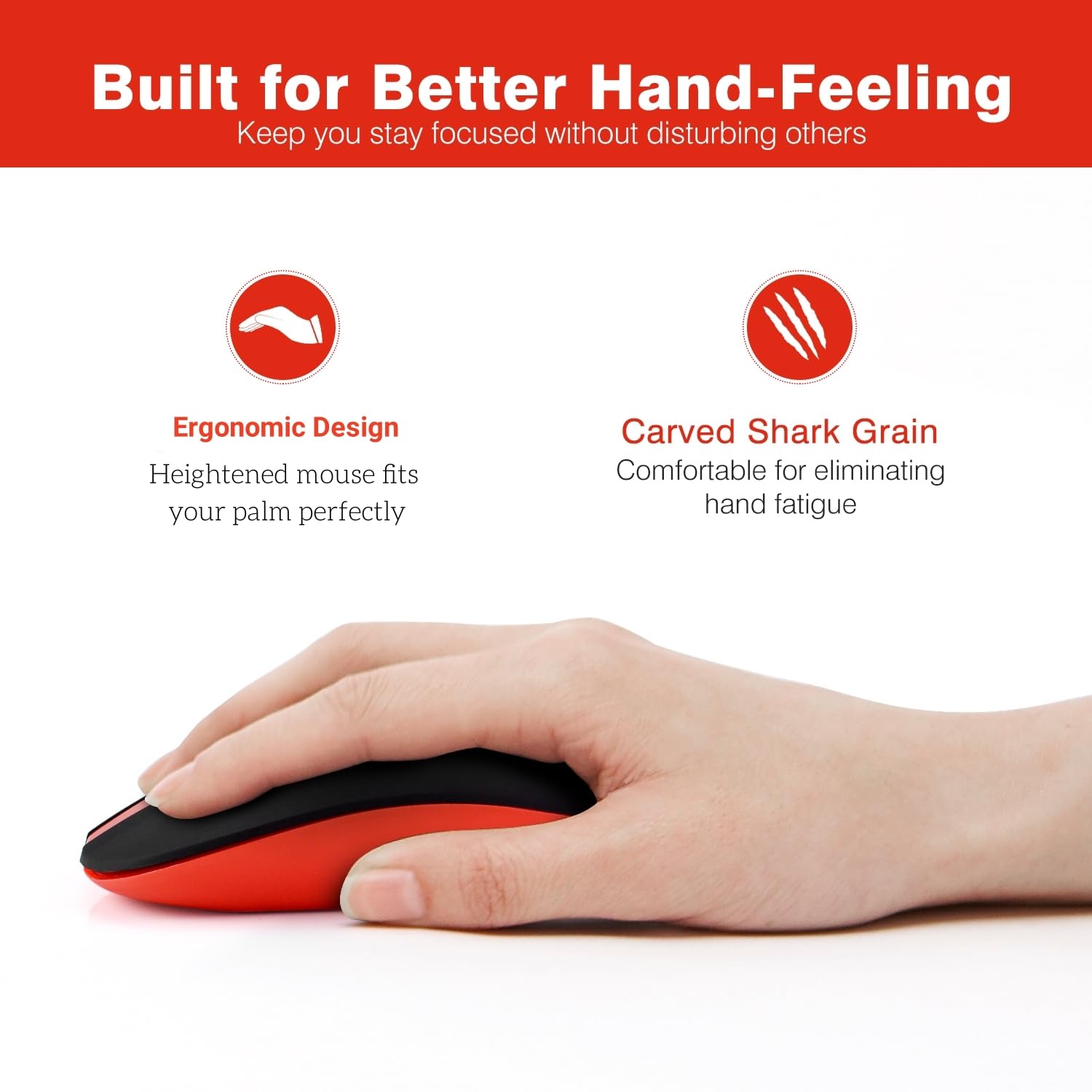 LeadsaiL Rechargeable Wireless Mouse - 2.4G Slim Silent Optical Mouse with 5 Adjustable DPI Levels, USB Cordless Mouse for Laptop, Desktop, MacBook - Perfect for Office, Home, and Travel Use