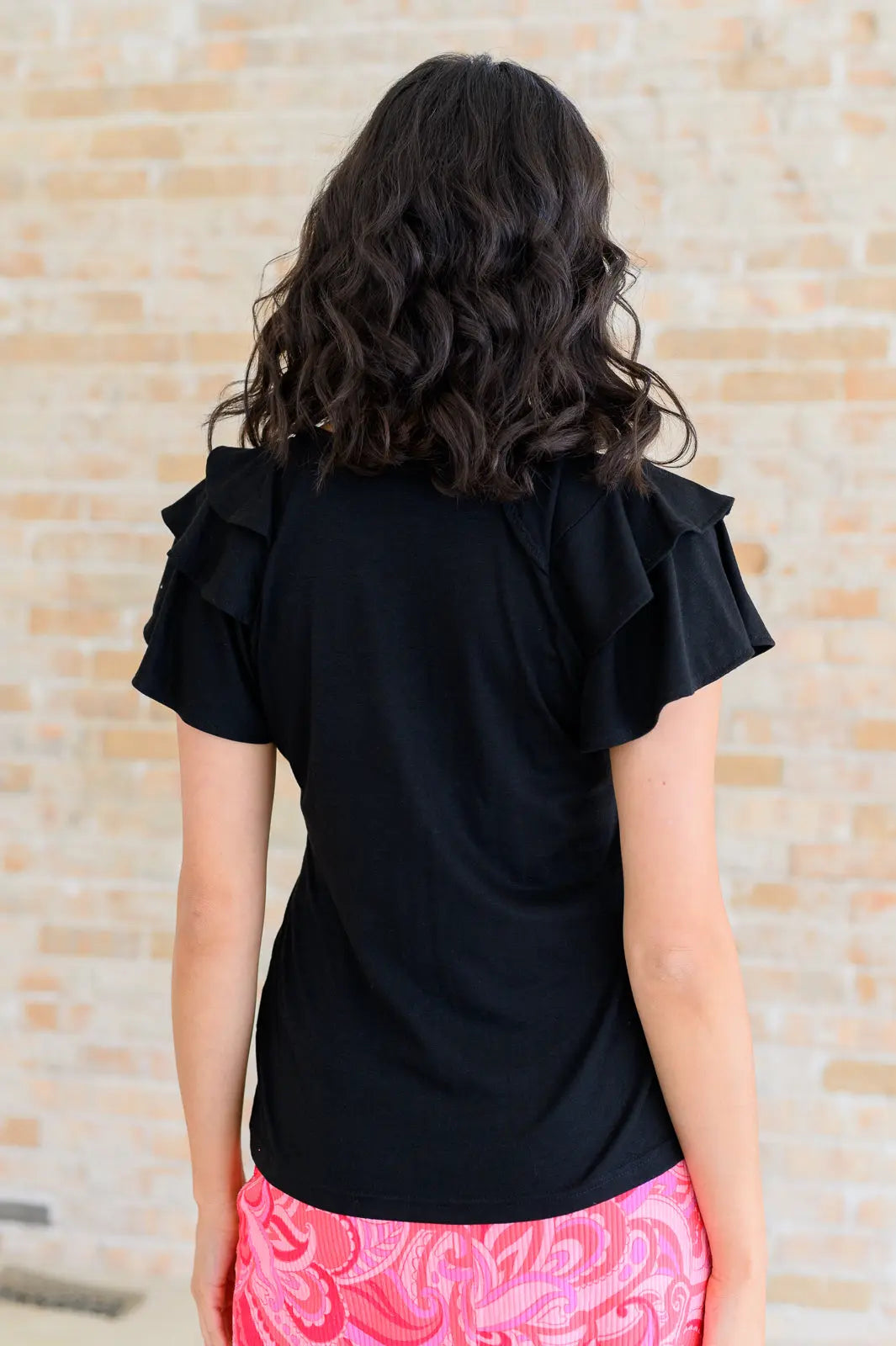 I'll Allow It Flutter Sleeve Tee - Women's Black Flowy T-Shirt for Casual Wear & Summer Outfits