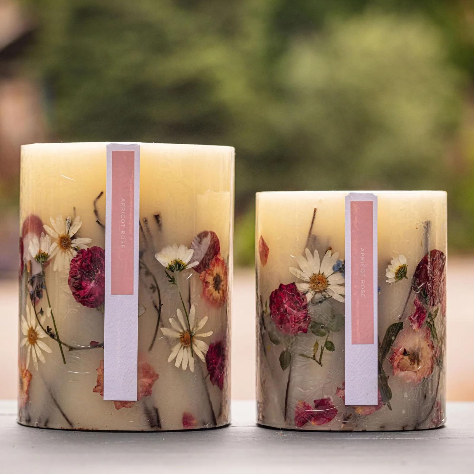 Rosy Rings Apricot Rose Round Botanical Candle - Natural Aromatherapy Scented Candle, Long-Lasting Soy Wax, Home Decor Gift for Women, Relaxation & Romantic Ambiance (Medium Size)