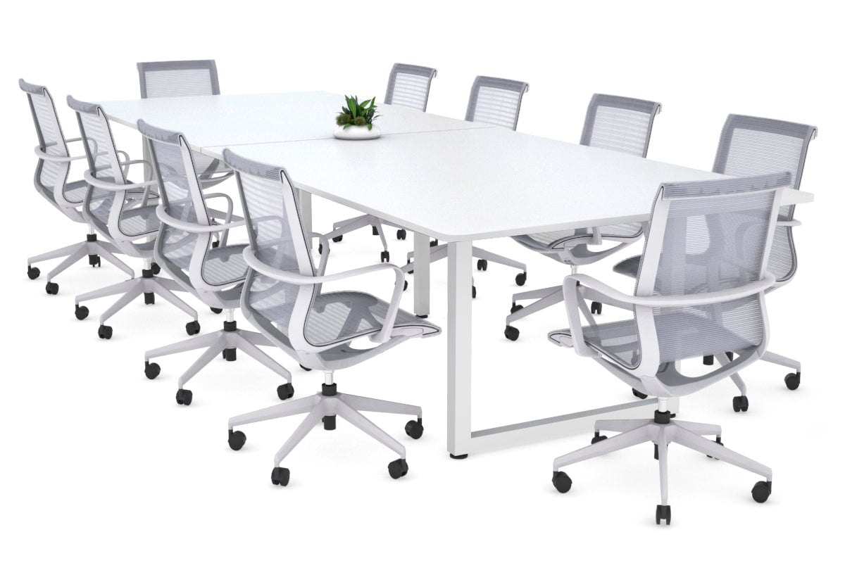 Modern Quadro Loop Legs Boardroom Table with Rounded Corners - 3200L x 1100W - Perfect for Executive Offices, Conference Rooms & Contemporary Workspaces