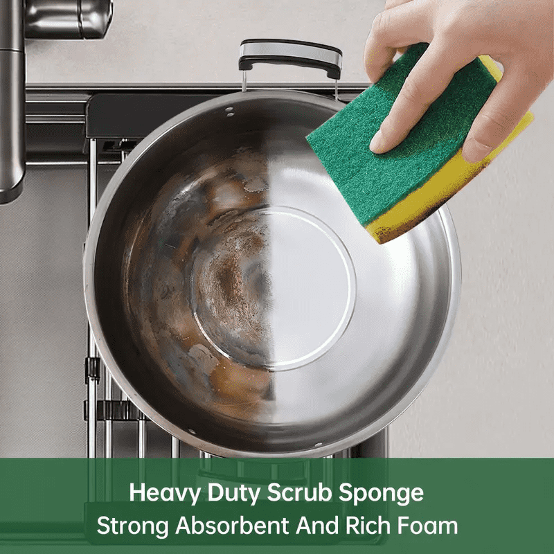 3-Pack Heavy Duty Scrub Sponges for Kitchen Cleaning - Commercial Grade Scouring Pads (15x10x3cm) - Perfect for Pots, Pans, Dishes & Tough Stains
