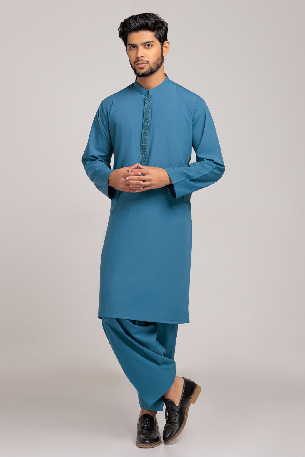 Stylish Blended Teal Kurta Shalwar Set for Women - Traditional Pakistani Outfit for Festivals, Weddings & Special Occasions