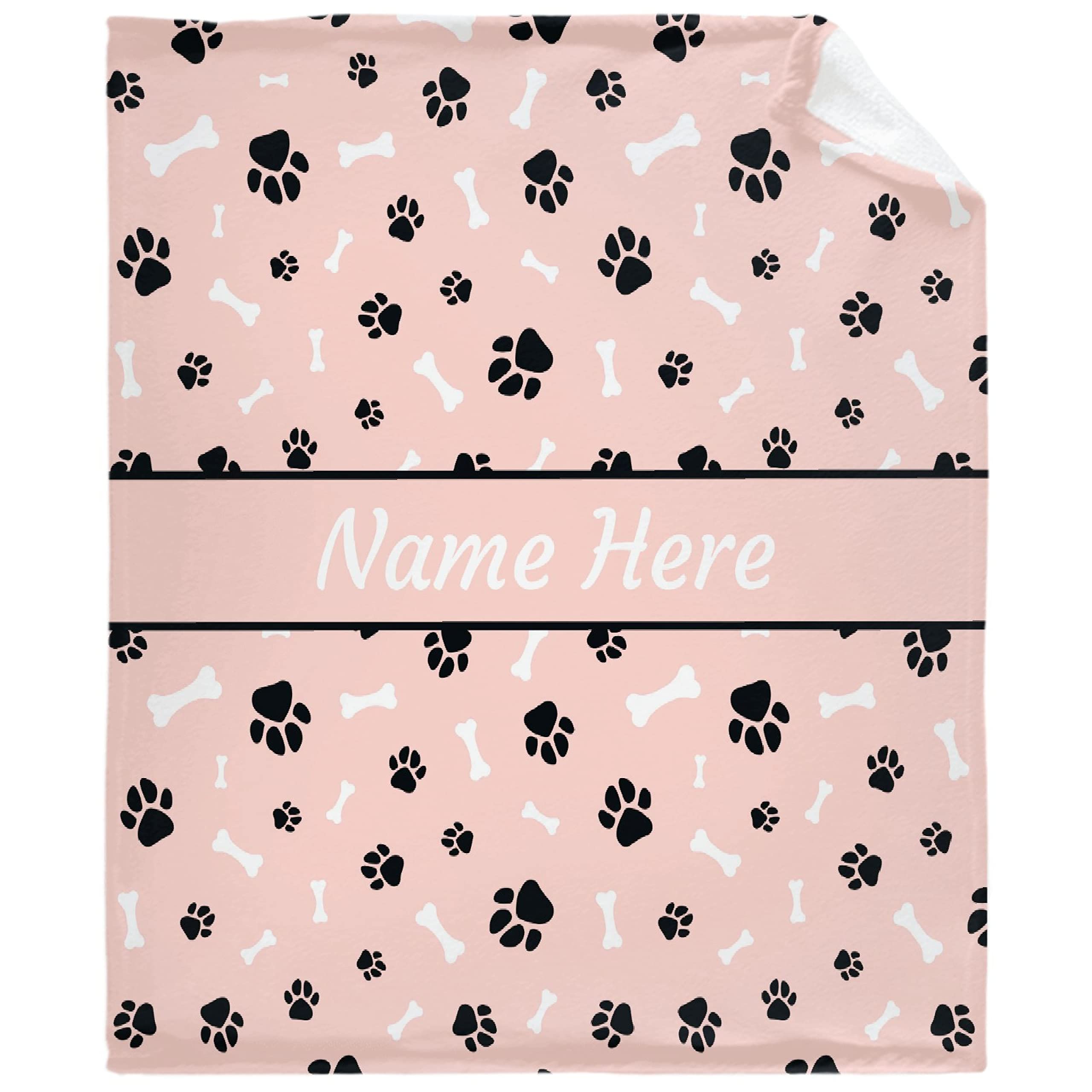 Custom Personalized Dog Blanket with Name - Soft Cozy Fleece Throw Blanket for Pets Featuring Paws & Bones Design - Perfect Gift for Dog Lovers, Mom & Dad - Ideal for Bed, Sofa, Couch & Travel Use