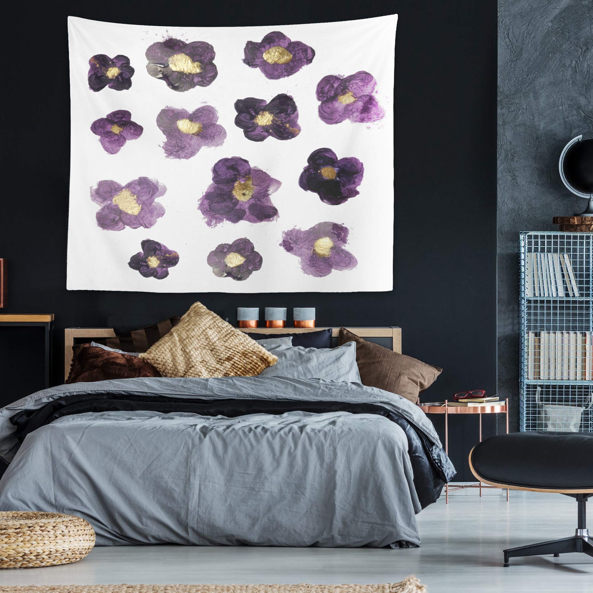 Oliver Gal Artist Co. 'Her Garden Amethyst' Abstract Wall Tapestry - 80x68 Inches Purple & Gold Bohemian Home Decor | Perfect for Living Room, Bedroom, Dorm or Wedding Backdrop