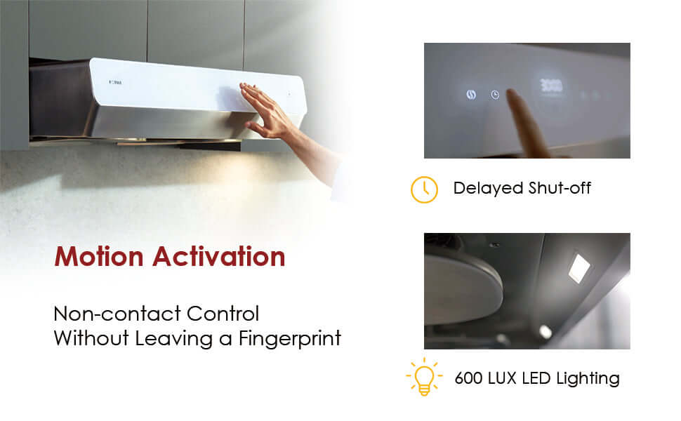 Fotile Pixie Air Series 30-inch Slim Under Cabinet Range Hood - Powerful WhisPower Motor, Multiple Color Options (UQS300) - Perfect for Modern Kitchens & Small Spaces