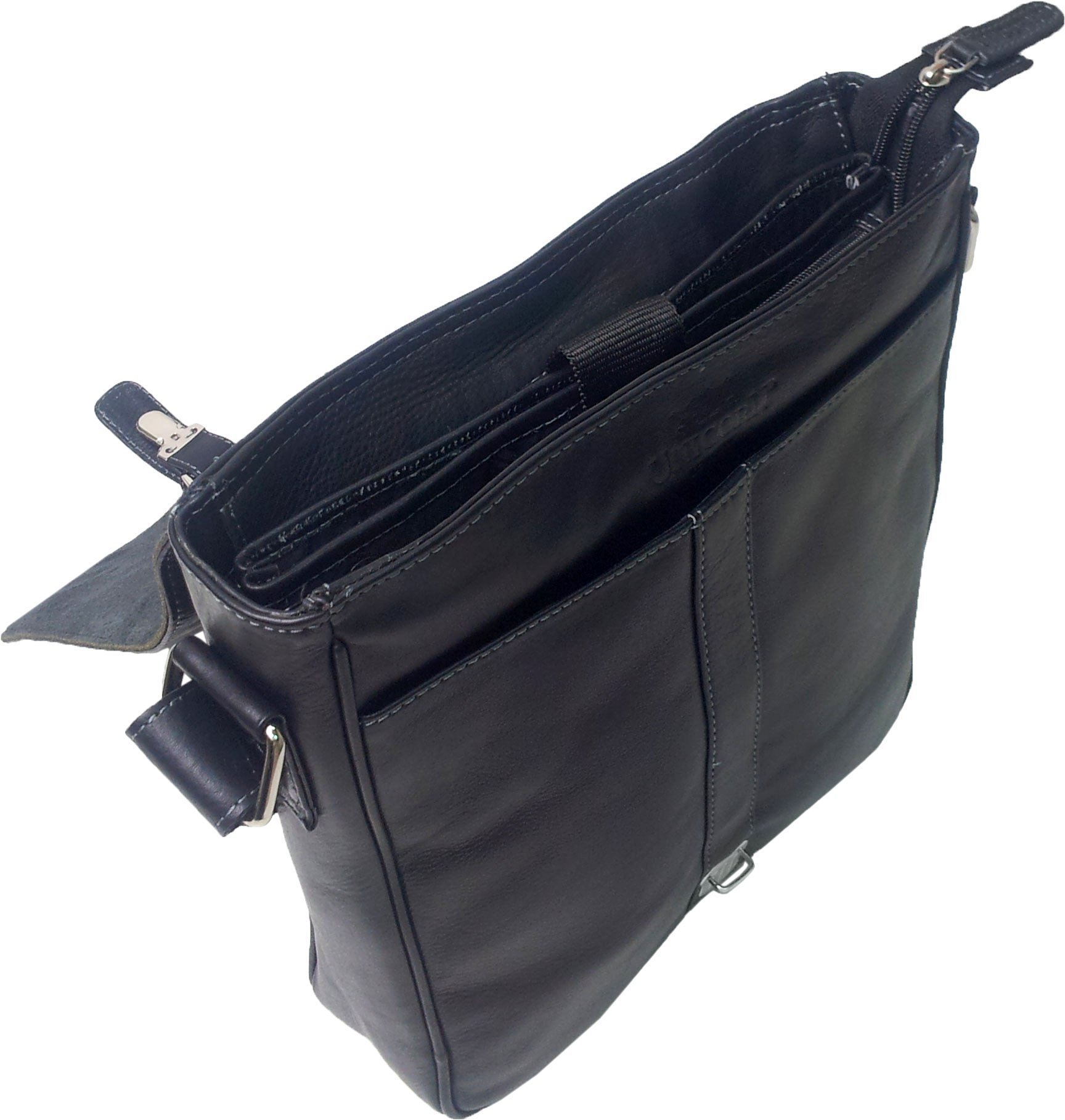 Premium Genuine Leather Messenger Bag for iPad, Ebook & Tablets - Stylish Black Unicorn Design - Perfect for Work, School & Travel Accessories