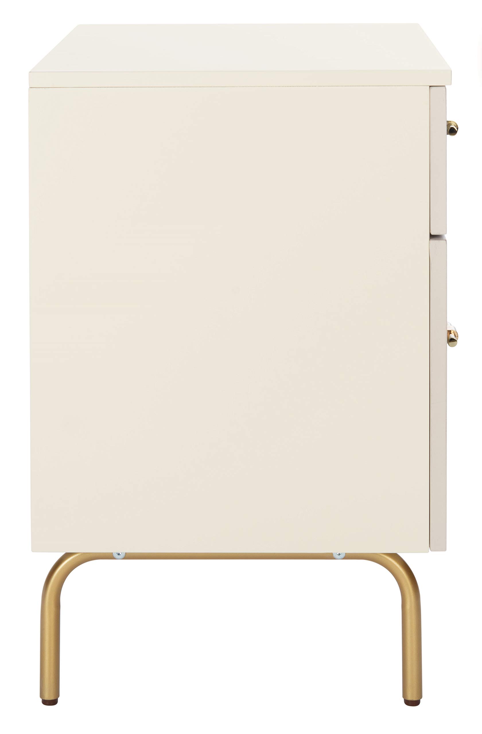 SAFAVIEH Genevieve 2-Drawer Nightstand - Cream & White Washed Wood Bedside Table for Bedroom, Living Room & Office - Compact Storage Furniture with Smooth Gliding Drawers