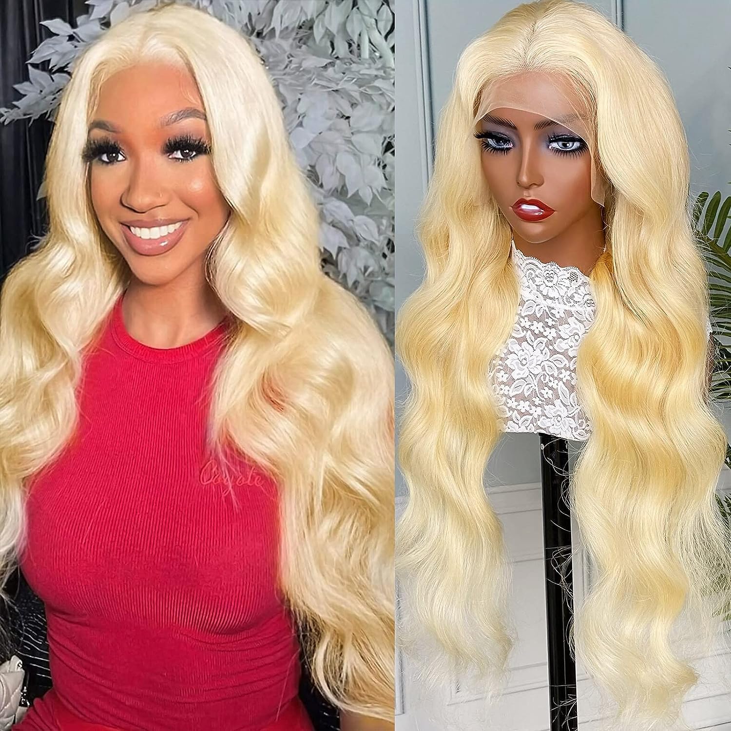 613 Blonde Lace Front Human Hair Wig - 13x4 HD Lace Frontal with Pre-Plucked Baby Hair - 28 Inch Body Wave 180% Density - Perfect for Daily Wear, Cosplay & Special Occasions