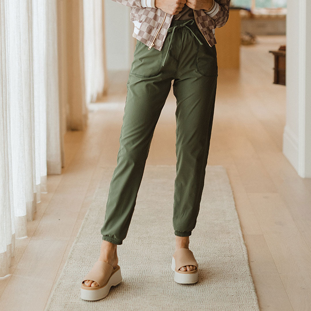 Everywhere Joggers for Women - Comfortable Sage Green Lounge Pants for Yoga, Running & Casual Wear