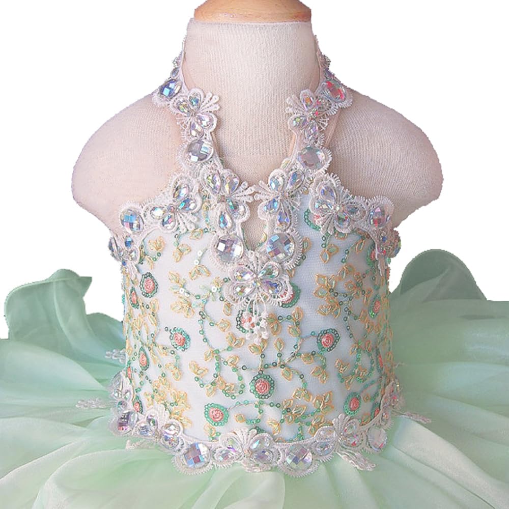 Jenniferwu Girls' Beaded Pageant Party Dress for Infant Toddler Newborn - Perfect for Birthday, Photo Shoots & Special Occasions