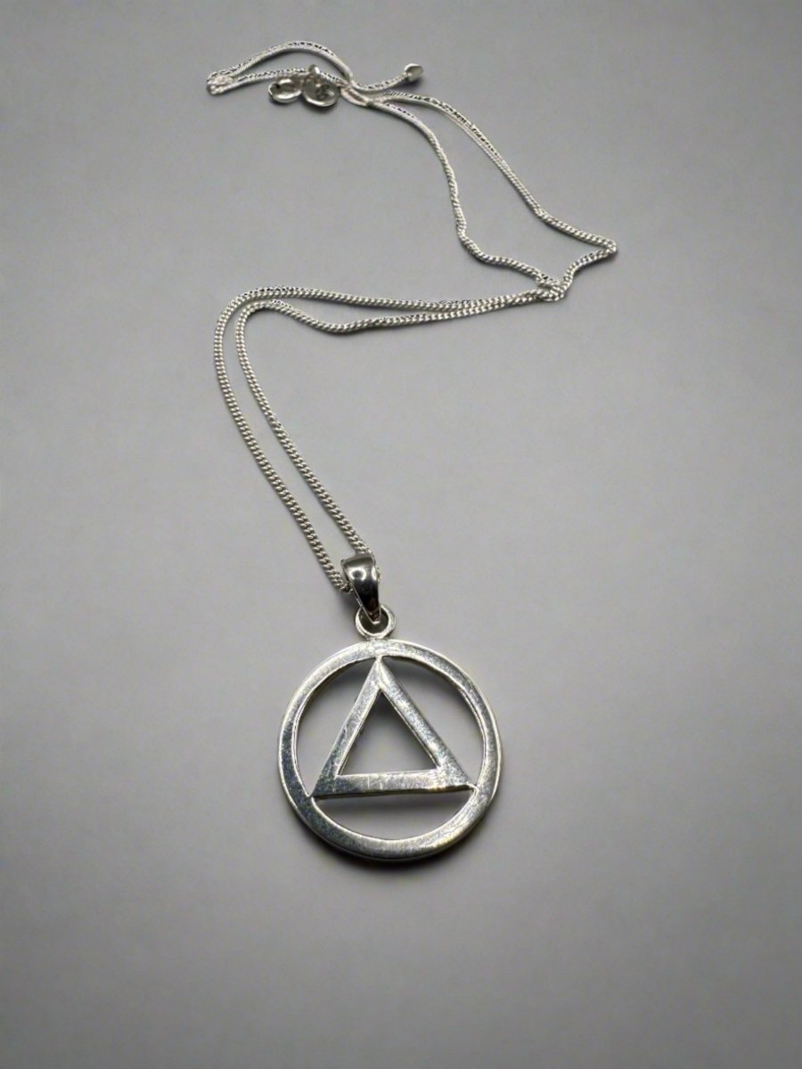 Serenity Circle A.A. Symbol Sterling Silver Pendant - Sobervation Collection | Alcoholics Anonymous Jewelry for Recovery & Sobriety Gifts | Perfect for 12-Step Meetings & Milestone Celebrations