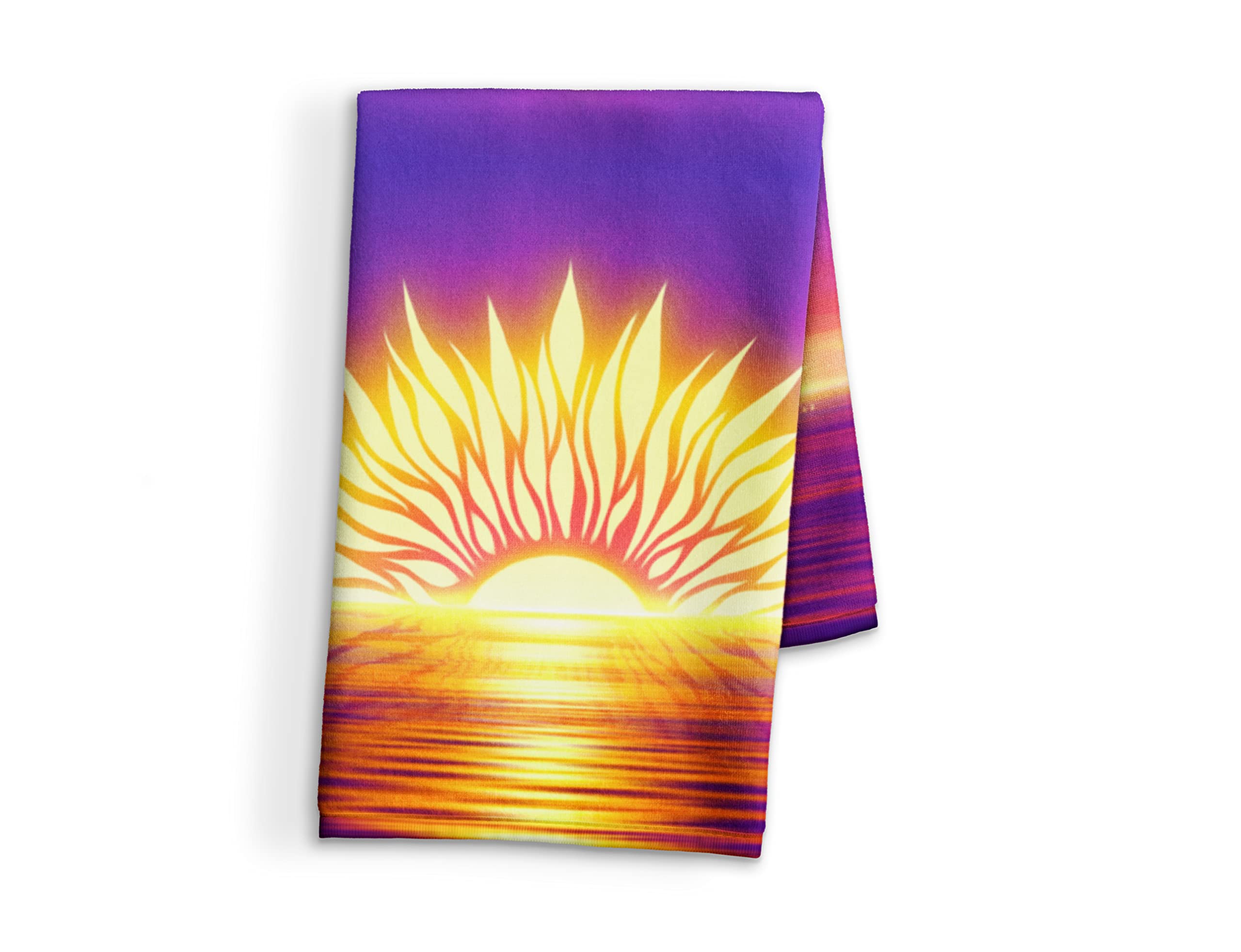 Ocean View Sunset Hand Towel - Soft Cotton Terry Cloth Kitchen & Bathroom Towel Set (15