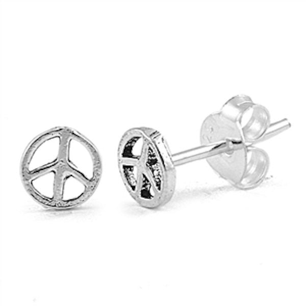 5mm Tiny Peace Sign Stud Earrings - 925 Sterling Silver Small Peace Symbol Earrings for Kids & Children - Perfect Gift for Birthdays, Holidays & Everyday Wear