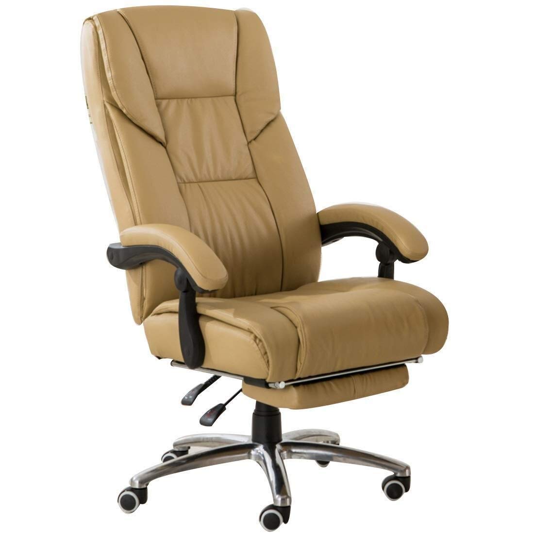 Ergonomic High Back Office Chair - Adjustable Racing Gaming Swivel Chair with Footrest for Home & Computer Desk (Cream) - Perfect for Work, Gaming & Relaxation