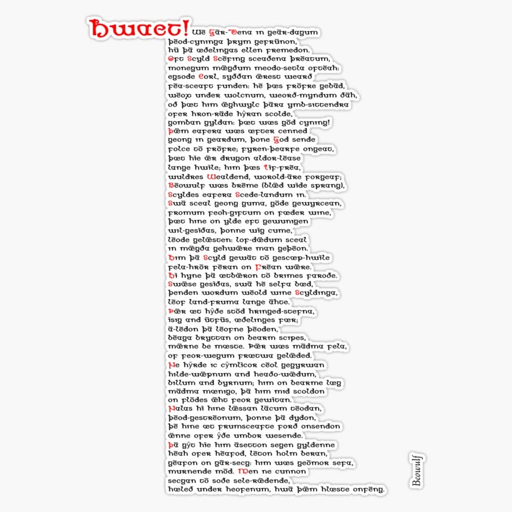 Beowulf Vinyl Bumper Sticker - 6 Mil Thick, 5 Inch - Waterproof Decal for Cars, Laptops, Windows - Perfect for Fans of Epic Poetry & Norse Mythology
