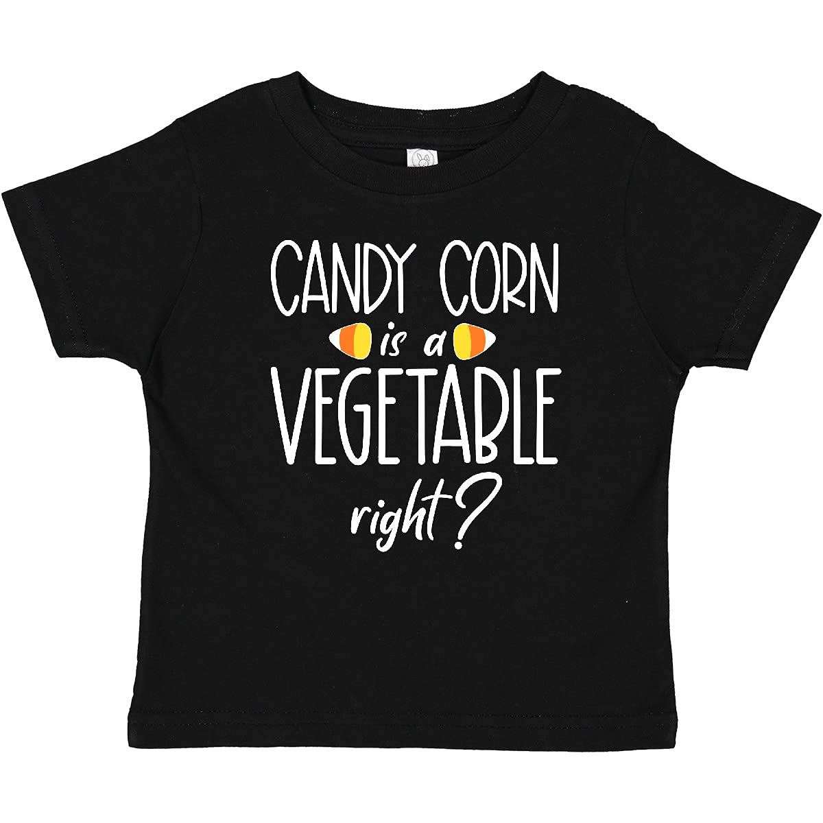 Inktastic Halloween Candy Corn is a Vegetable, Right? Funny Baby T-Shirt for Boys & Girls | Cute Halloween Costume & Holiday Party Outfit