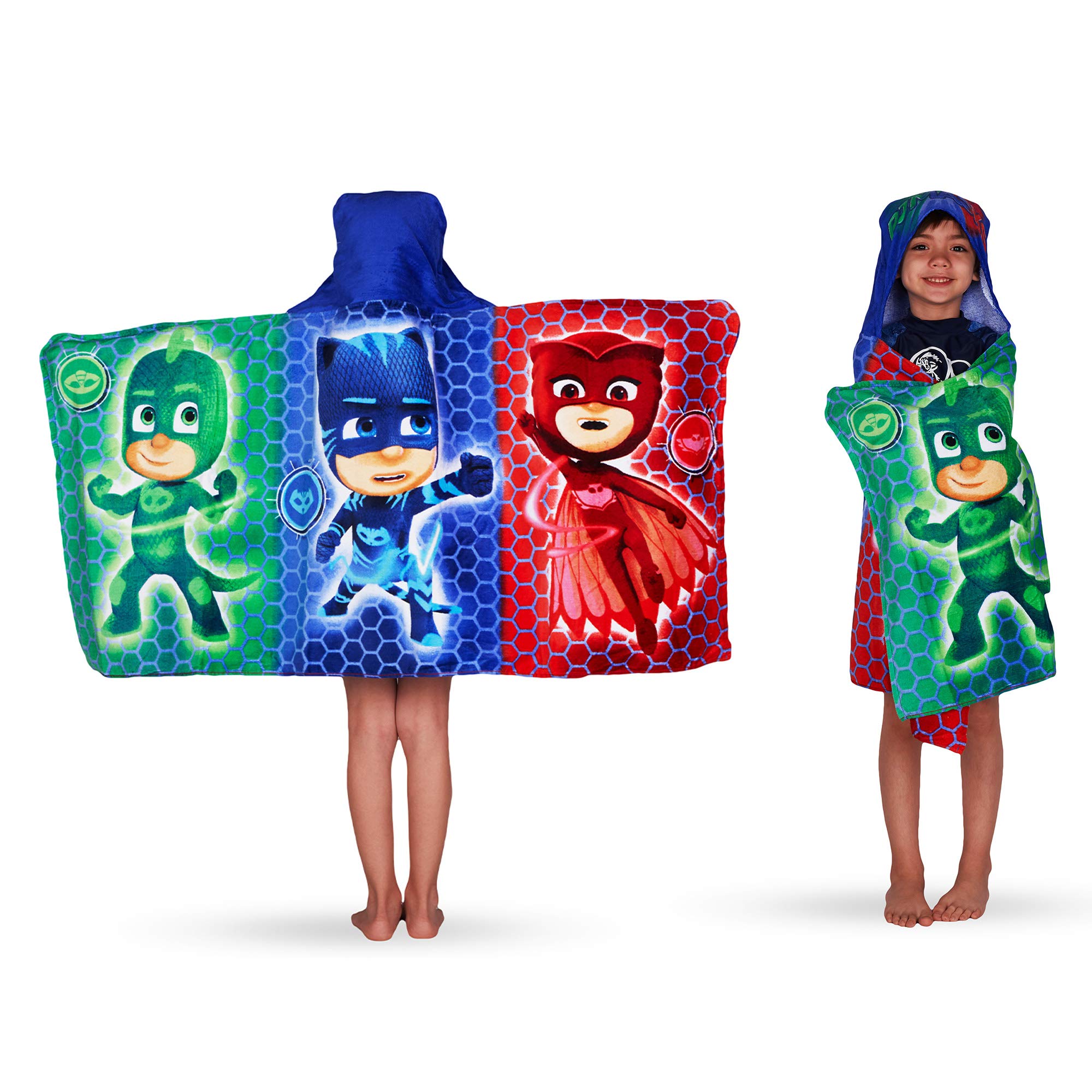 PJ Masks Hooded Towel for Kids - Soft Cotton Terry Wrap 24x50