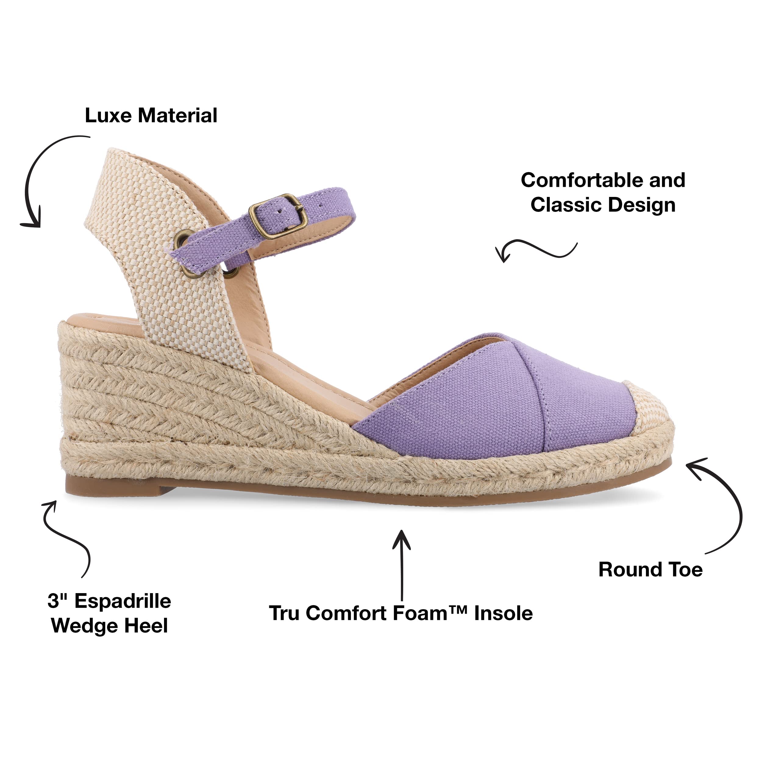 Journee Women's Comfort Foam Ashlyn Espadrille Wedge Sandals - Breathable Summer Casual Shoes for Walking, Beach & Outdoor Activities