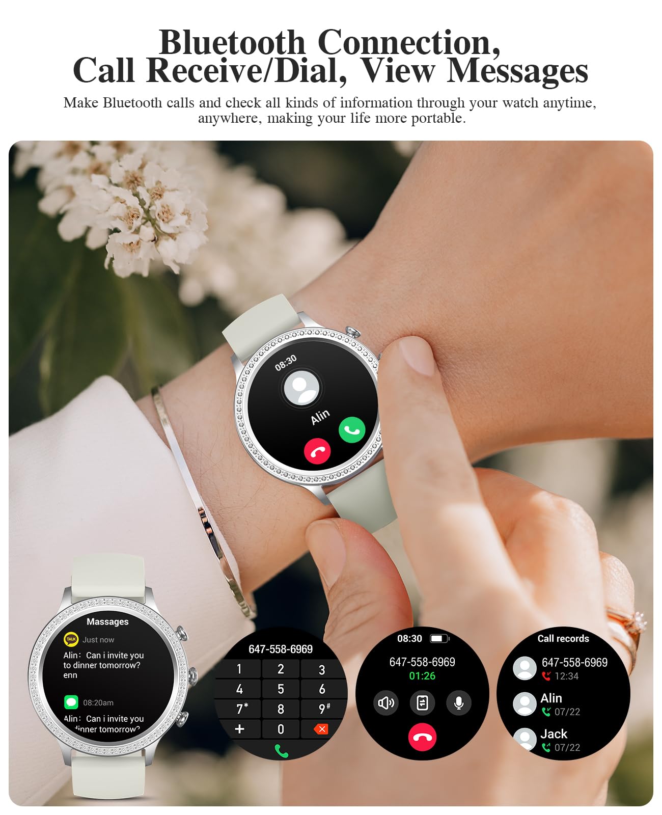 Luxury Smart Watch for Women with Diamonds - 1.32