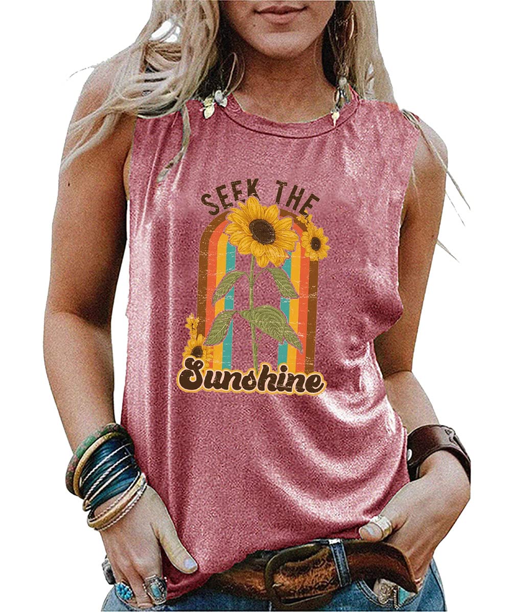 Women's Sunflower Graphic Tank Top - Casual Sleeveless Summer T-Shirt | Cute Floral Print Tee for Beach, Vacation & Outdoor Activities