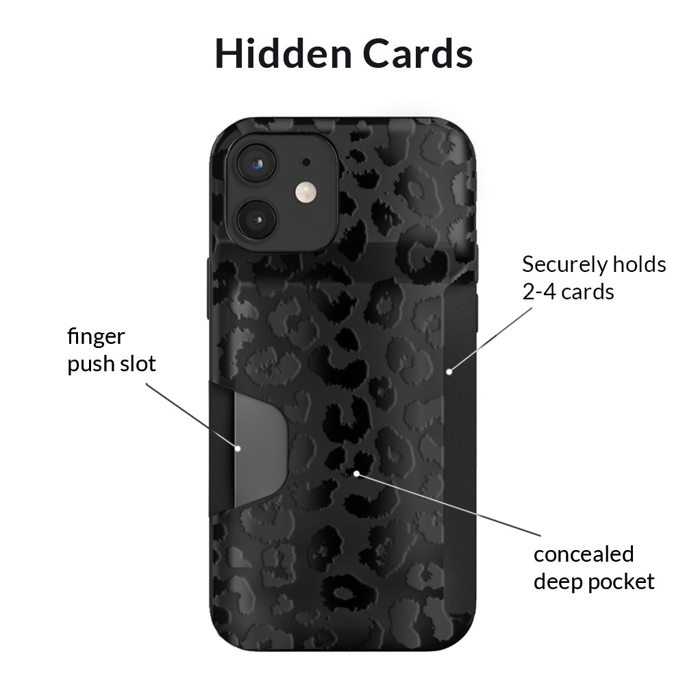 Black Leopard iPhone Wallet Case - Slim Protective Cover with Card Holder for iPhone 13/14/15 - Perfect for Travel, Shopping & Everyday Use