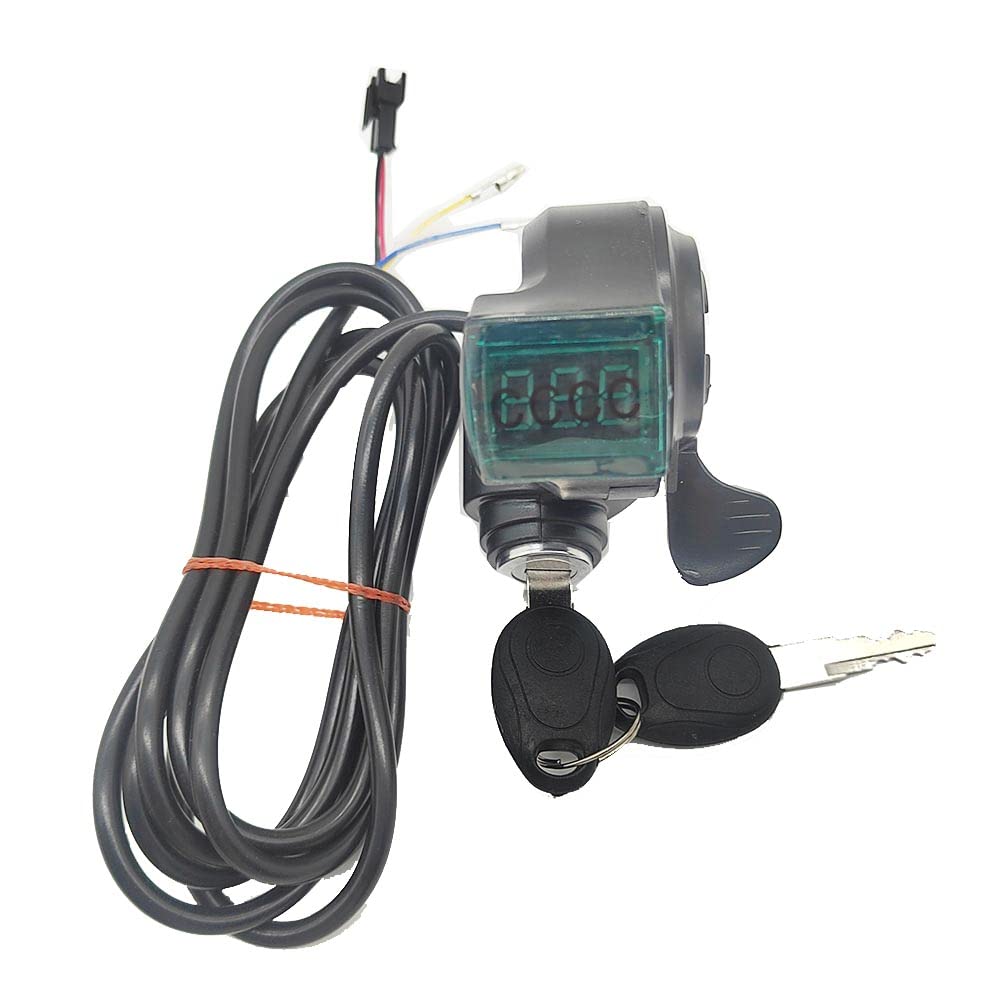 12V-99V Electric Scooter Thumb Throttle with LCD Display & Voltage Key Lock - Compatible with E-Bikes & E-Scooters (Green LCD) - Perfect for Commuting & Urban Travel