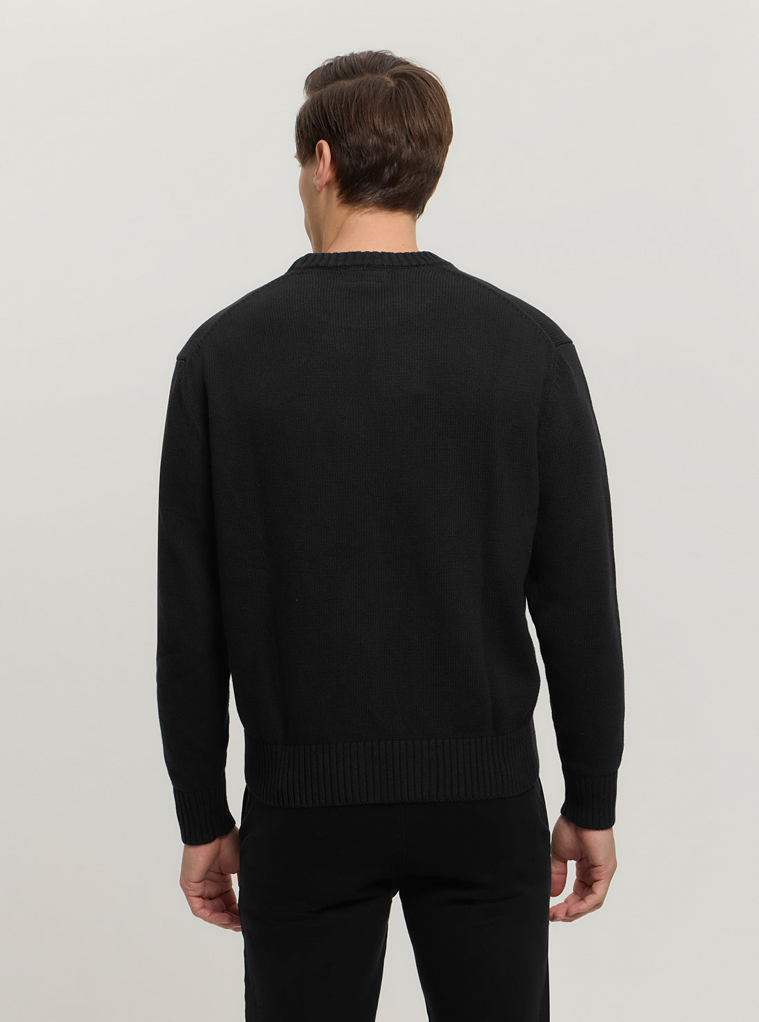 Guess Women's Black Triangle Knit Sweater - Soft Crewneck Pullover for Casual Wear & Fall Fashion