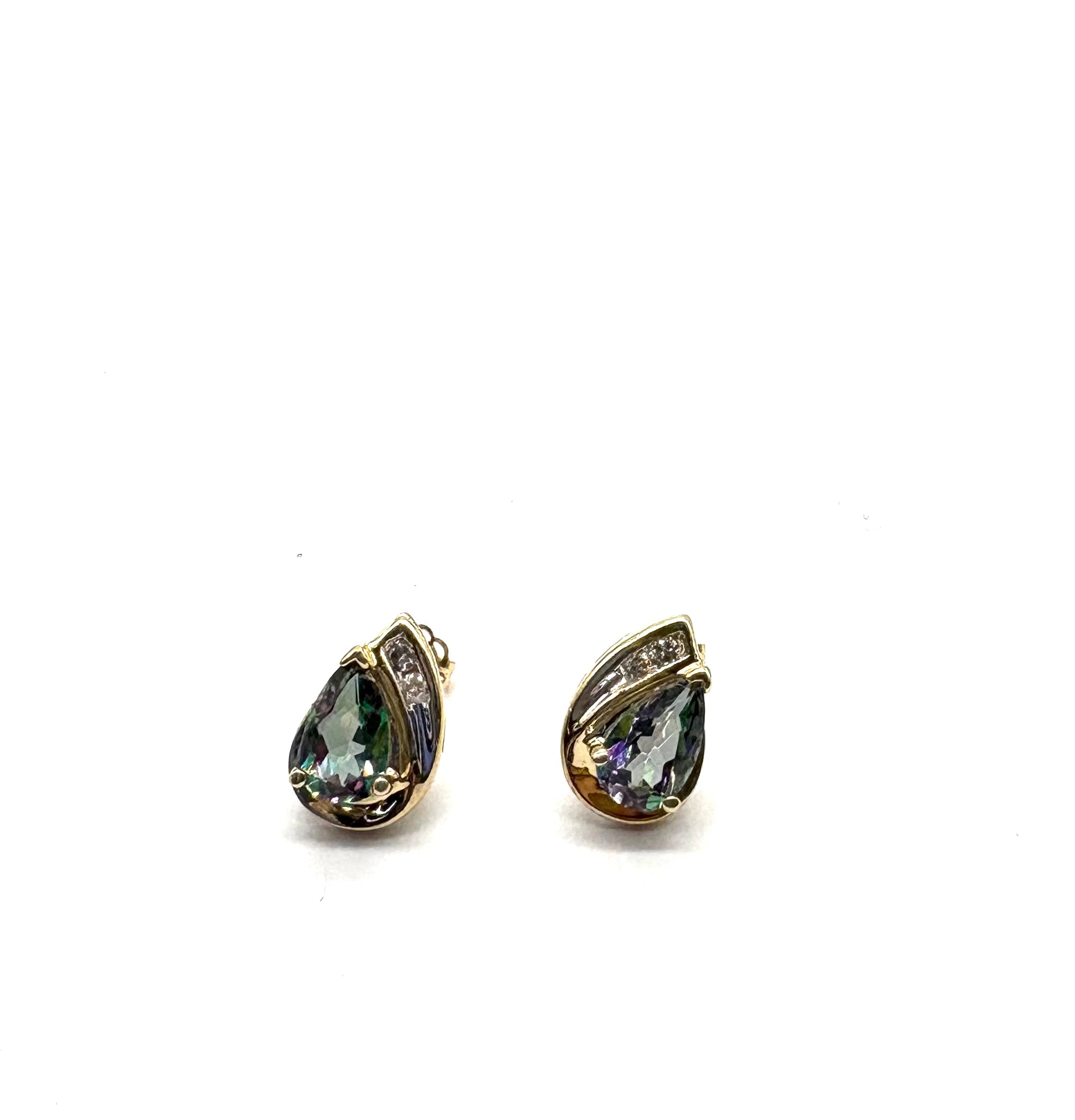 10K Gold Mystic Topaz Stud Earrings for Women - Genuine Gemstone Jewelry Gift for Birthday, Anniversary & Special Occasions