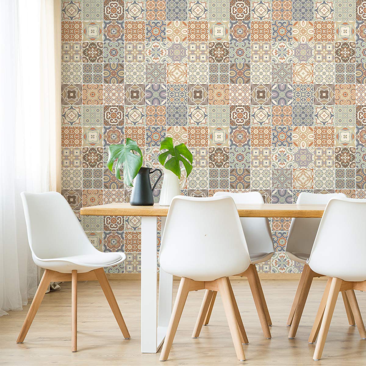 Azulejos Olka Cement Tile Stickers - Self-Adhesive Waterproof Wall Decals for Bathroom, Kitchen, Backsplash (15 Pack, 60x60cm) - Perfect for Home Renovation & DIY Decor Projects