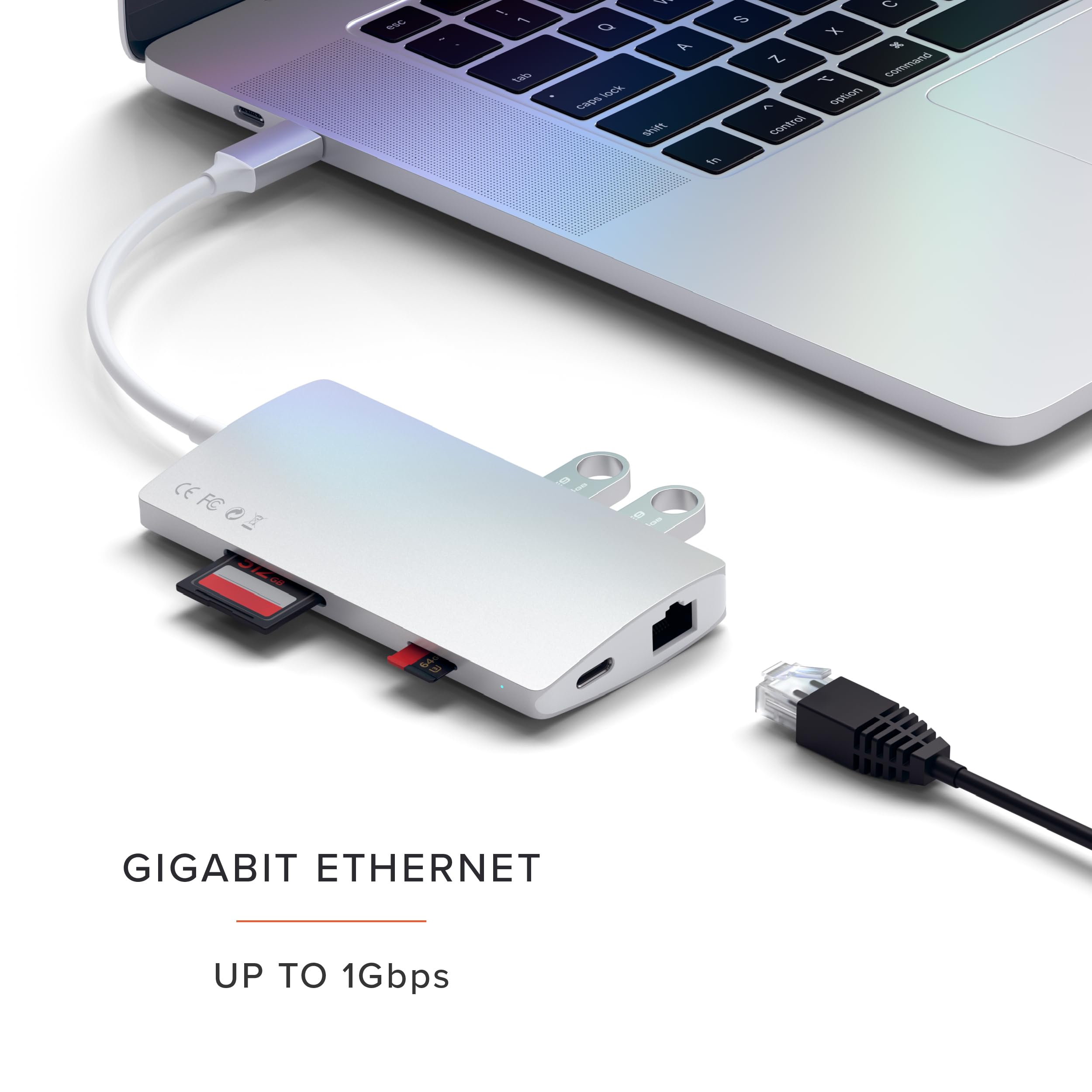 Satechi USB C Hub Multiport Adapter V2 with 4K HDMI (60Hz), 60W USB C Charging, Gigabit Ethernet, SD/Micro Card Readers, USB 3.0 - Compatible with M2/M1 MacBook Pro/Air, M2/M1 iPad Pro/Air, M2 Mac Mini, iMac M1 (Silver) - Perfect for Home Office, Remote Work, and On-the-Go Productivity