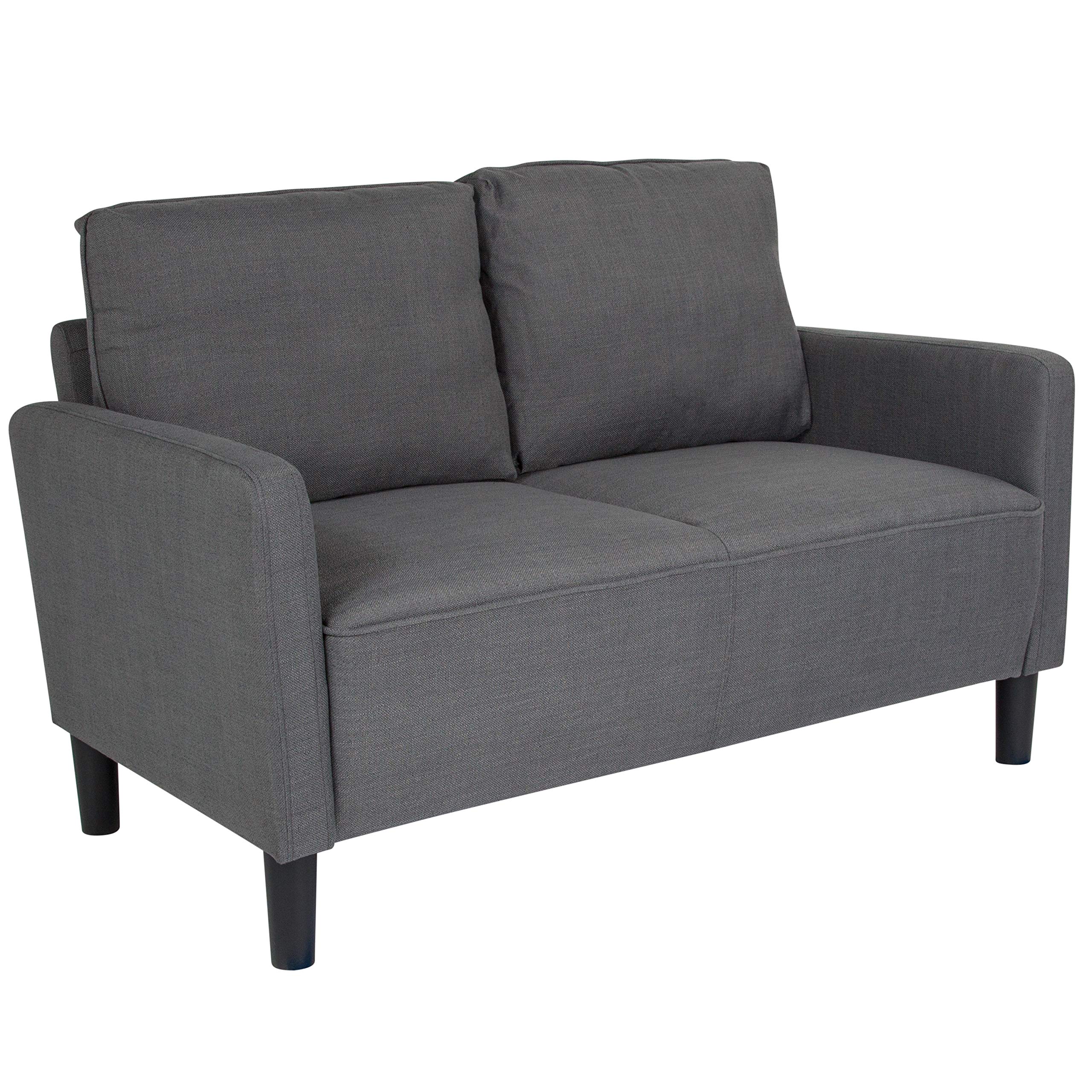 Flash Furniture Washington Park Dark Gray Upholstered Loveseat - Modern Two-Seater Sofa for Living Room, Office Lounge & Small Spaces