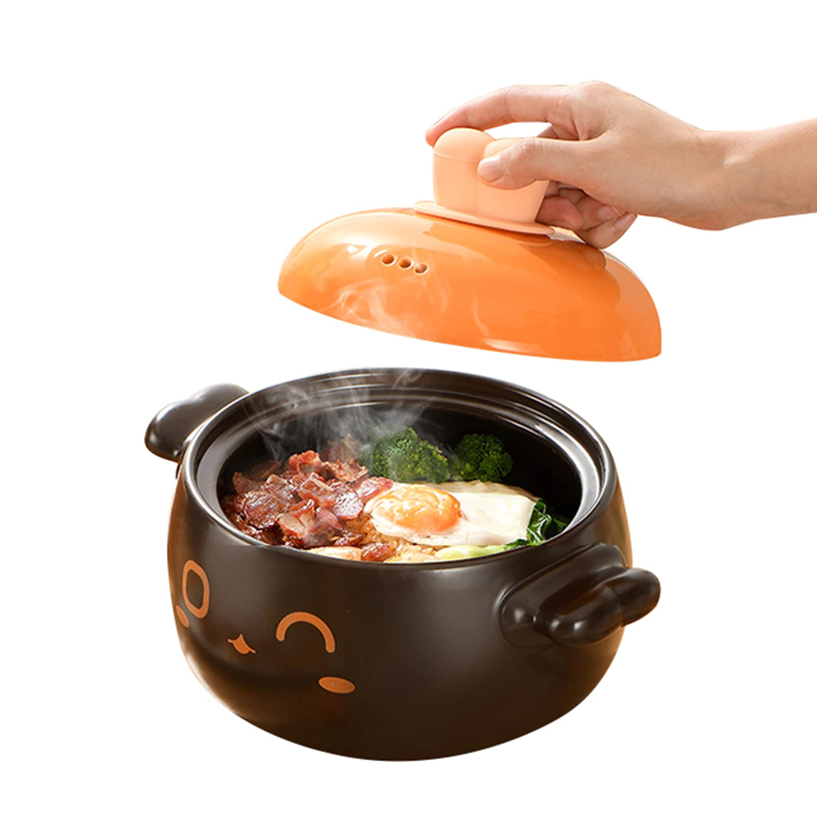 LXLTL Terracotta Casserole Pot with Lid - 2.5QT Ceramic Clay Pot for Soup, Stew & Rice | Traditional Chinese Clay Cookware with Handles | Perfect for Slow Cooking, Braising & Serving at Family Dinners