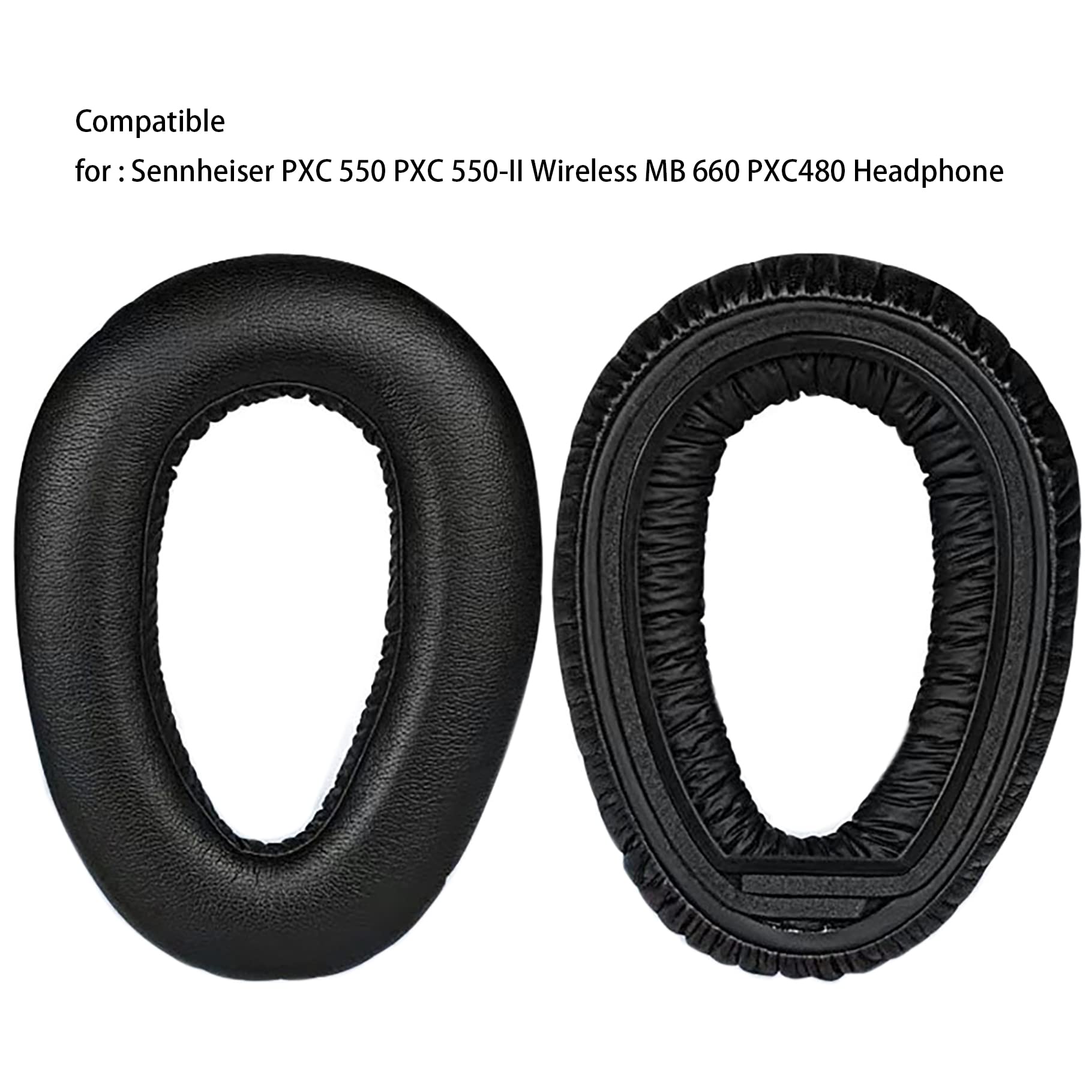 Premium Replacement Ear Pads for Sennheiser PXC 550, PXC 550-II, MB 660 & PXC480 Headphones - Soft Leather Earpad Cushions - Comfortable Noise Isolation for Travel, Office & Gaming (Black)