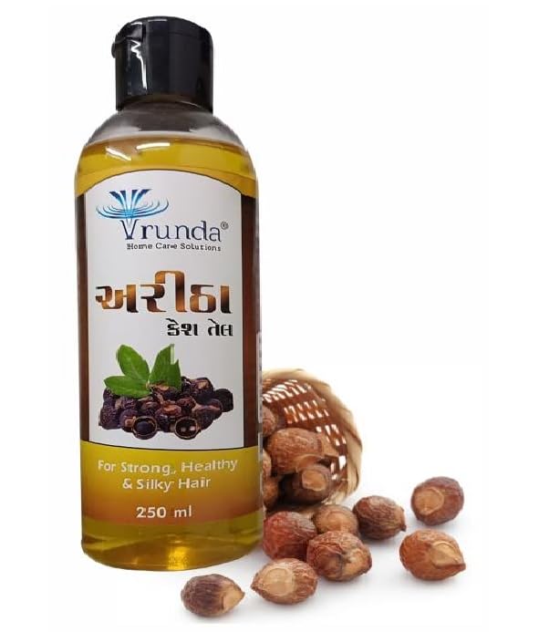 Vrunda Ayurvedic Aritha Hair Oil - 250ml Natural Hair Treatment for Damaged Hair, Men & Women - Promotes Hair Growth & Repair - Perfect for Daily Hair Care & Scalp Nourishment