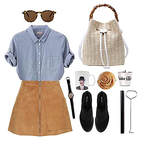 Stylish Women's Straw Bucket Bag with Drawstring - Bamboo Tote Crossbody Shoulder Bag for Beach, Travel & Summer Outfits