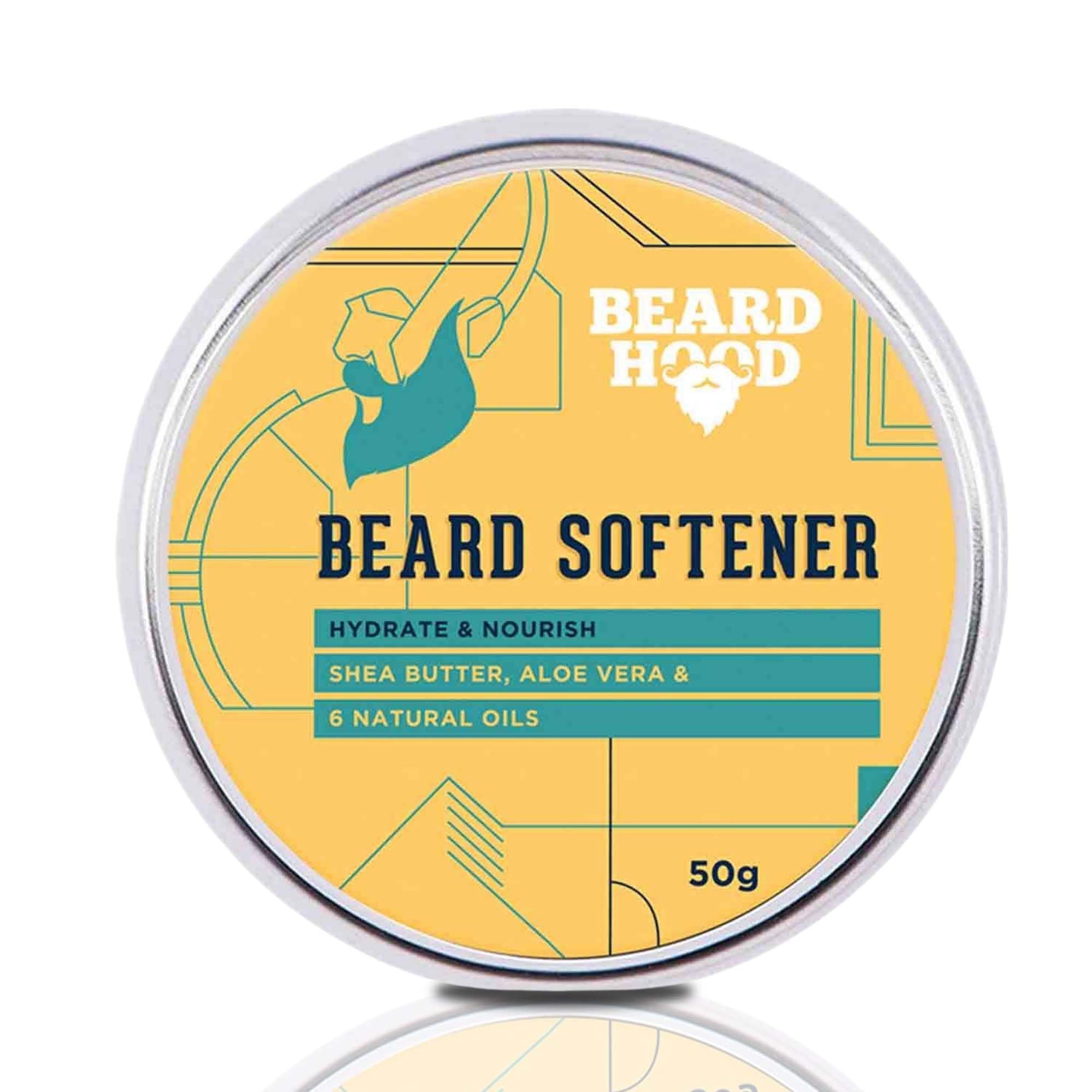 Beardhood Beard Softener for Men - Natural Shea Butter & 6 Essential Oils, 1.7oz/50g - Softens & Conditions Facial Hair for Daily Grooming & Styling