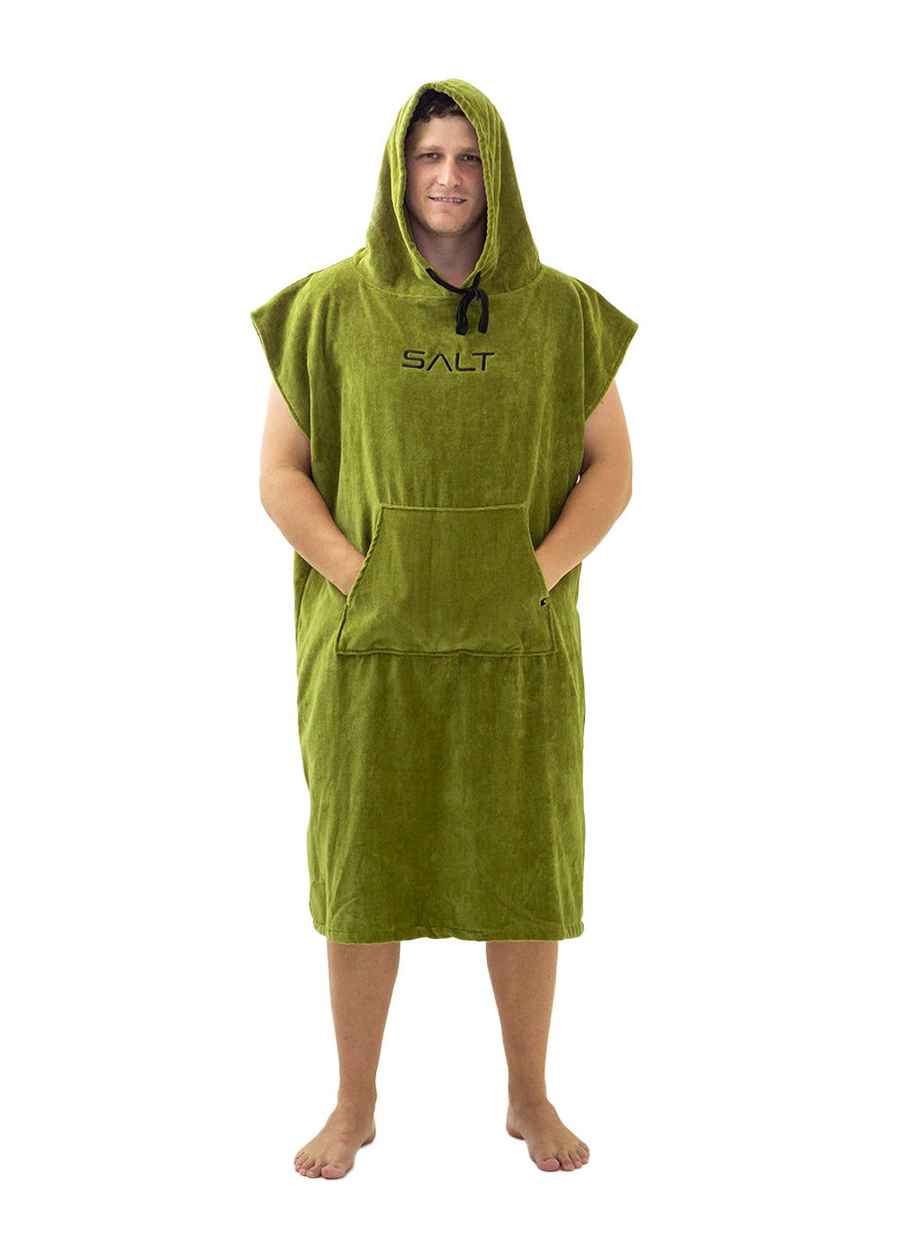 SALT Hooded Cotton Poncho Towel for Women & Men - Soft Green Beach Cover Up, Swimwear Wrap, Spa Robe - Perfect for Pool, Beach, Yoga & Lounging
