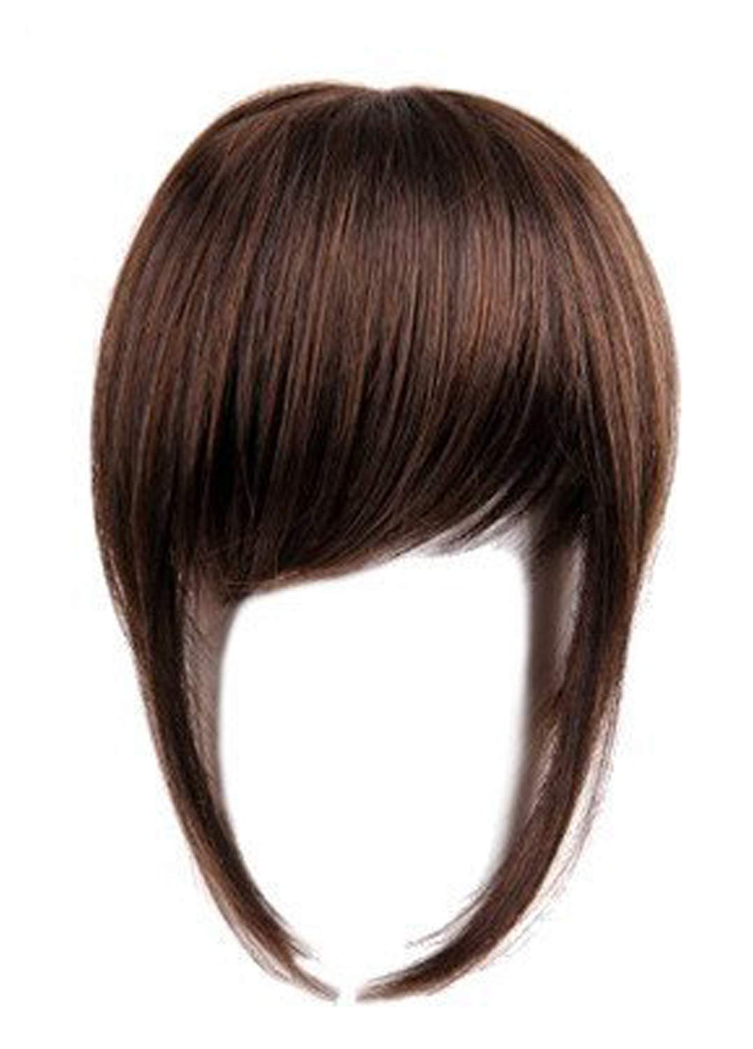 Wizme Clip-In Synthetic Hair Bangs for Women - Dark Brown Front Hair Fringe Extension | Perfect for Daily Wear, Cosplay & Costume Parties (Pack of 1)