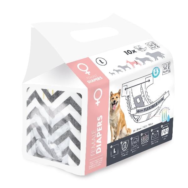 M PETS Female Dog Diapers - Washable & Reusable Pet Diapers for Small to Medium Dogs - Perfect for Incontinence, Heat Cycles, and Travel Use