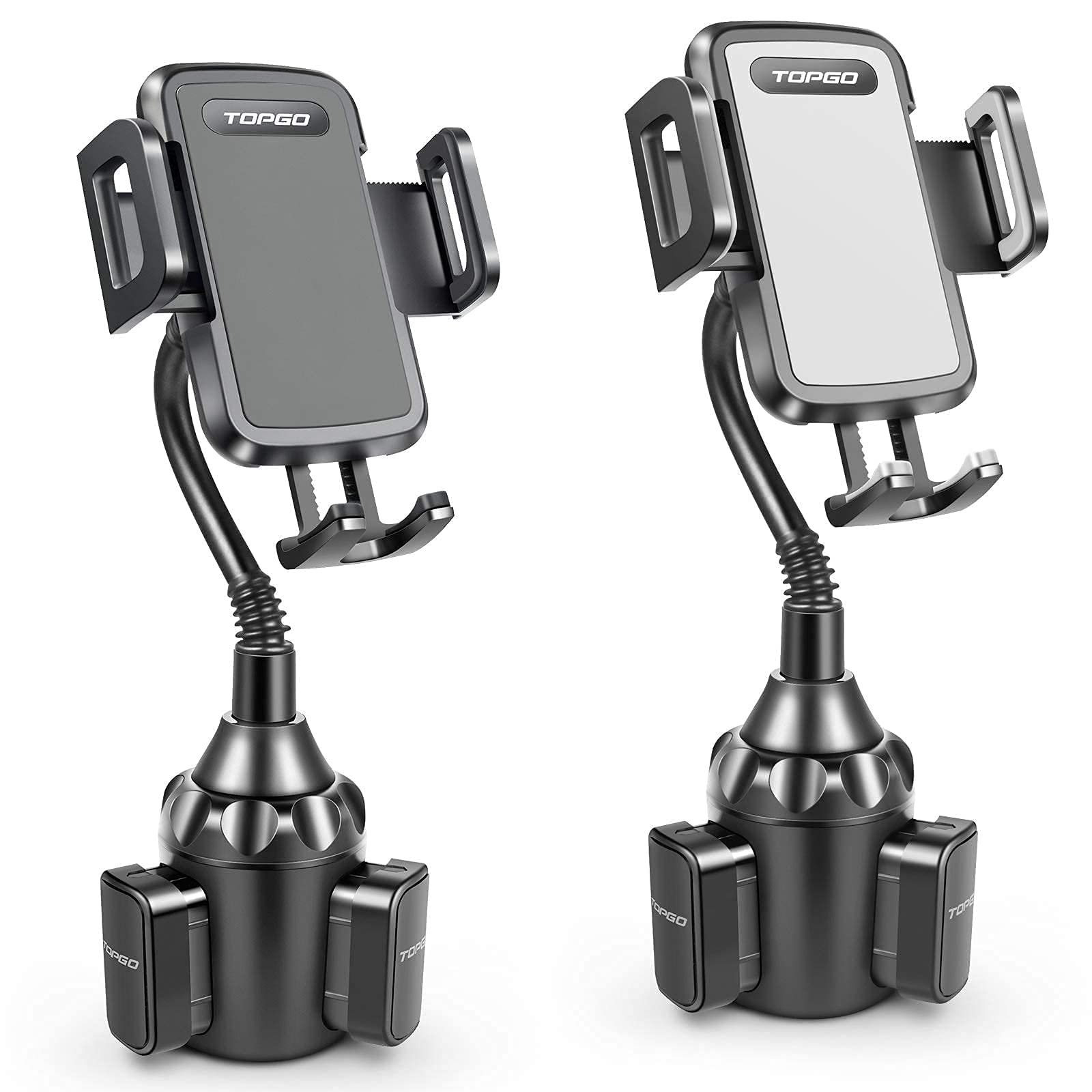 Upgraded Car Cup Phone Mount Holder - Adjustable Gooseneck Car Cup Holder Phone Stand for iPhone 14 Pro Max/14/13/12/11/X/8/7/6s, Samsung S23/S22/S21/S20 Ultra/Note 20/10/S8 Plus/S7 Edge - Perfect for Road Trips, Commuting & Hands-Free Navigation (Black & Grey)