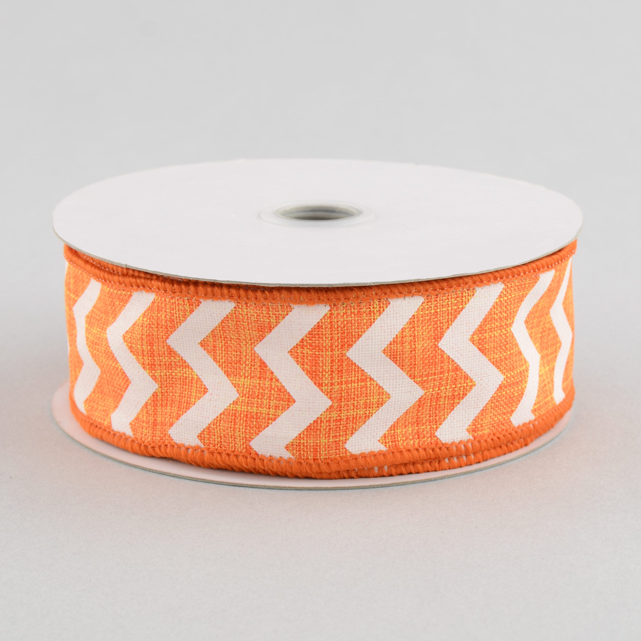 1.5 Inch Orange and White Chevron Pattern Canvas Ribbon - 10 Yards Bulk Roll for Gift Wrapping, DIY Crafts, Party Decorations, and Hair Bows